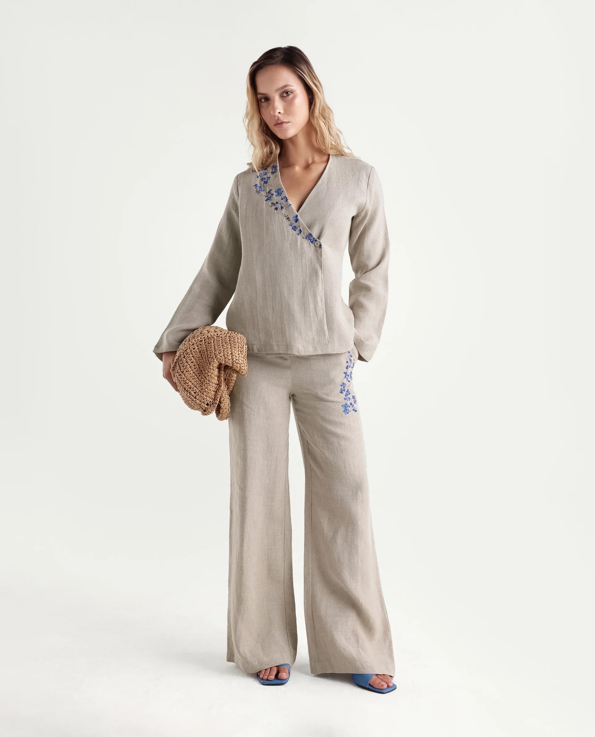 Rareism Women's Rubin-T Dusky Beige Plain Linen Regular Sleeveless Top