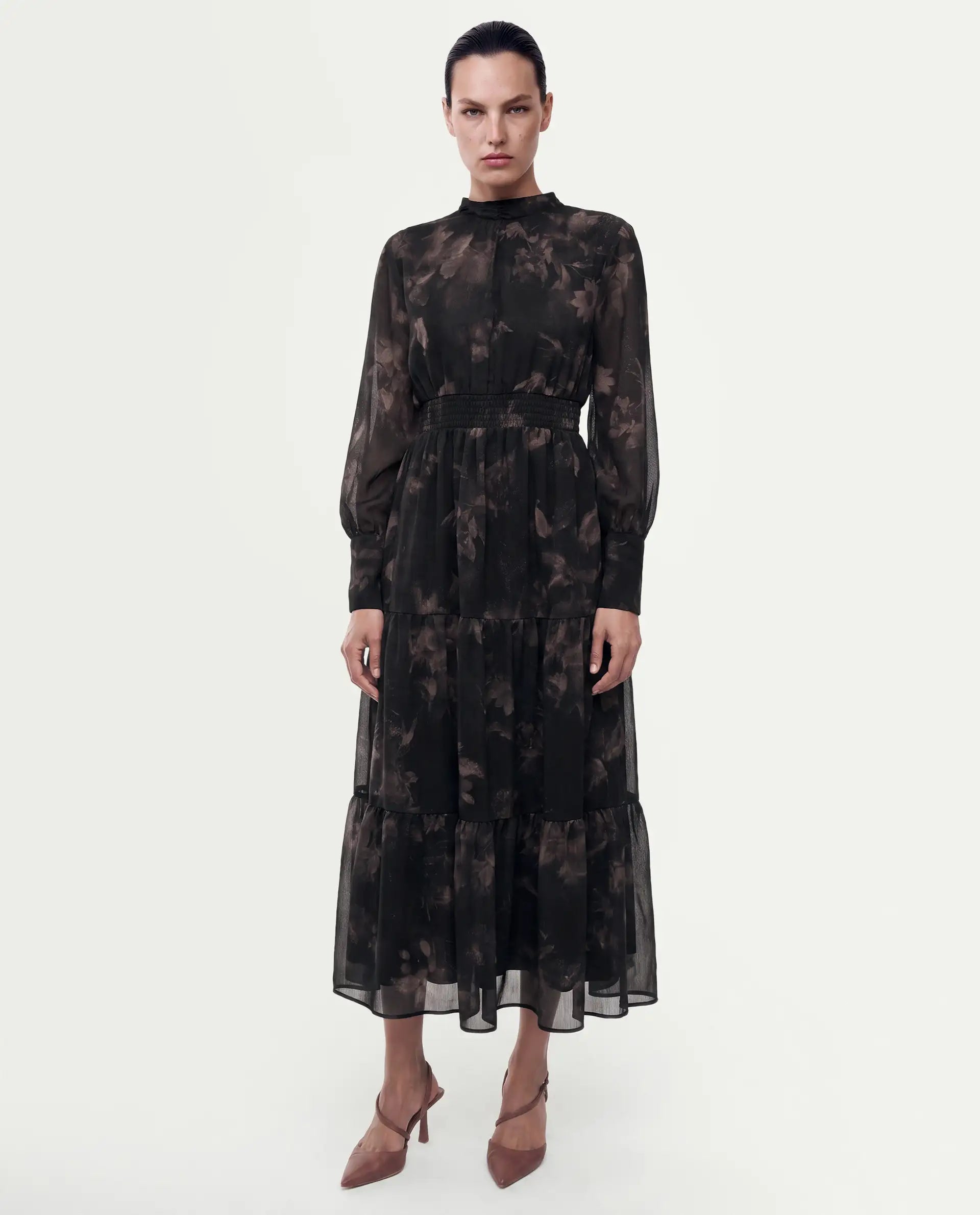 Rareism Women's Yuval Brown Polyester Button Fit And Flare Dress