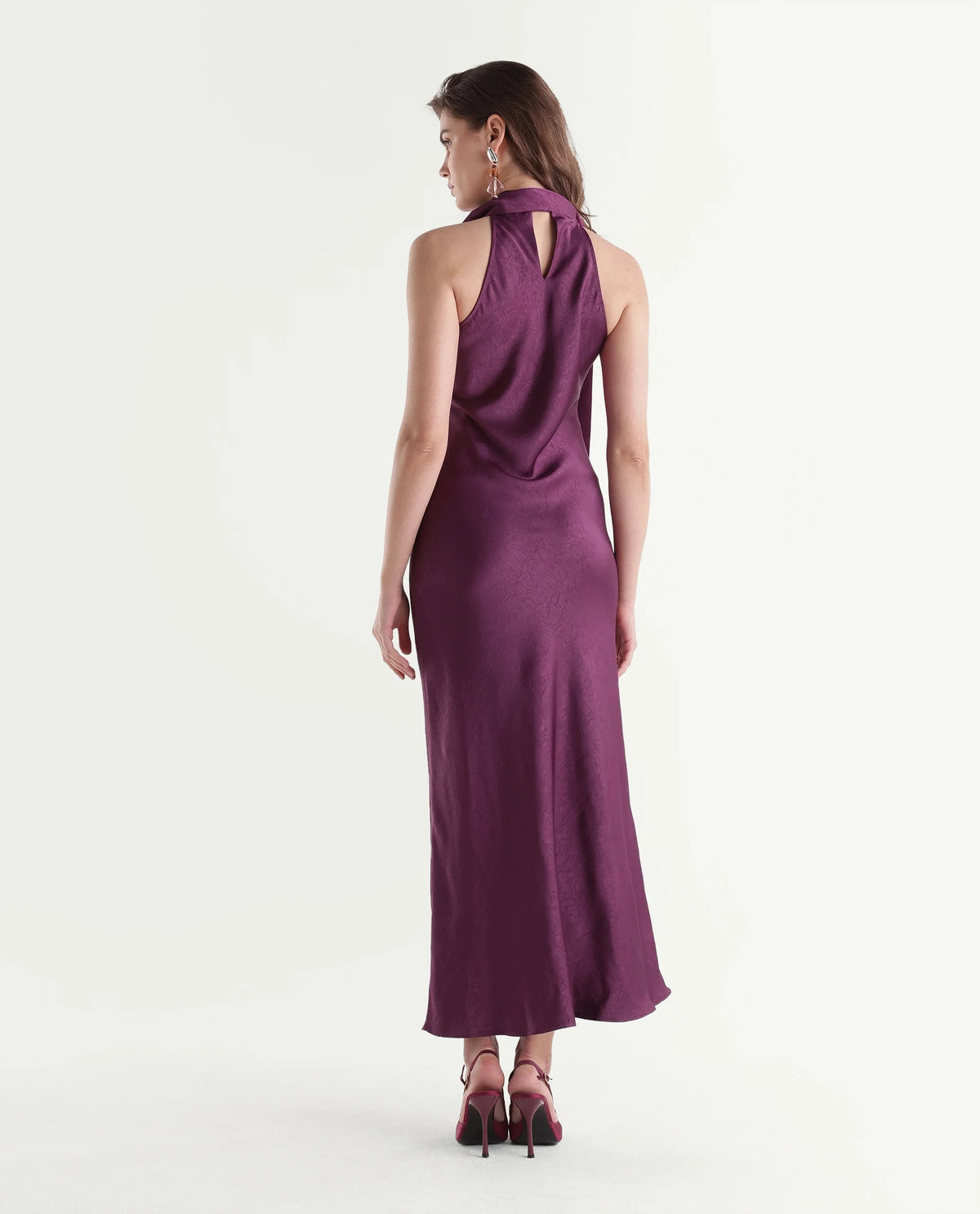 Rareism Women's Isona Dark Purple Polyester Fit And Flare Dress
