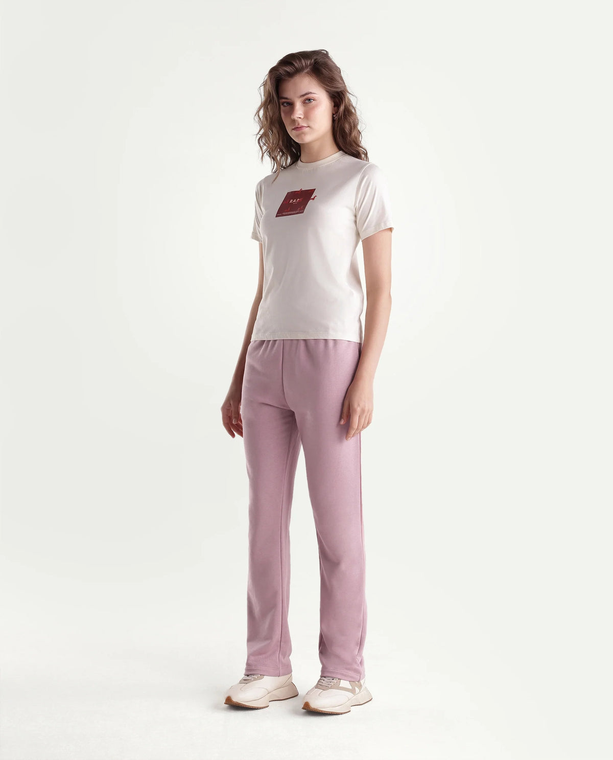 Rareism Women's Pick-B Dusky Pink Cotton Blend Straight Track Pant
