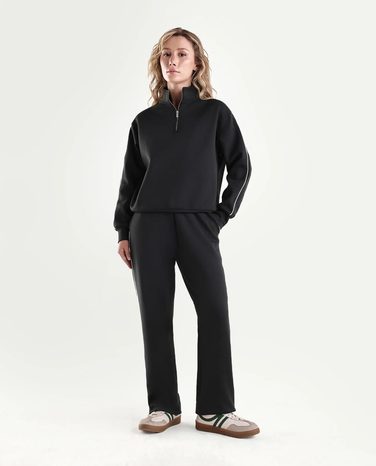 Rareism Women's Pint-B Dark Olive Cotton Blend Elastic Straight Track Pant