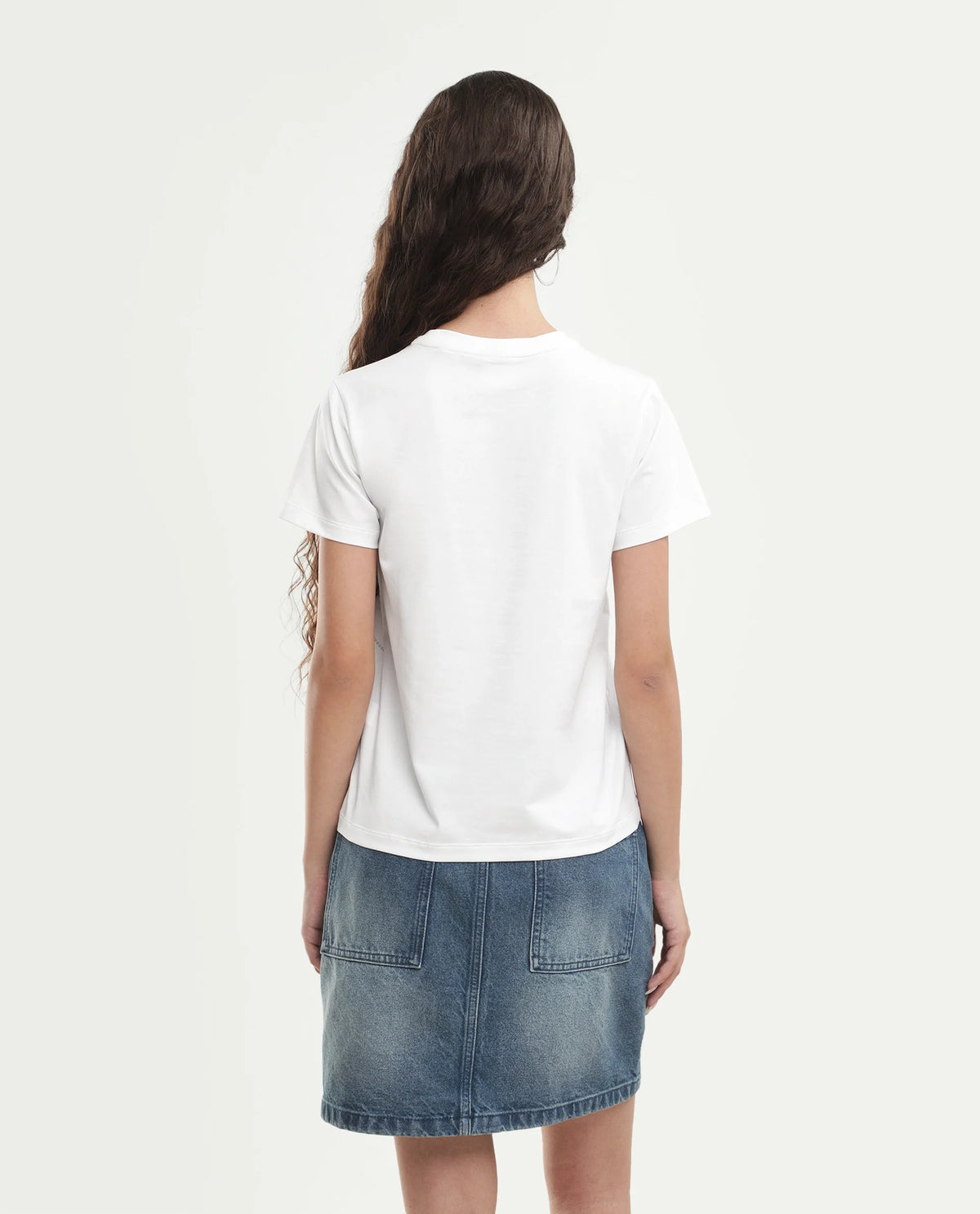 Rareism Women's Pox Off White Solid Cotton Blend Regular Short Sleeves T-Shirt