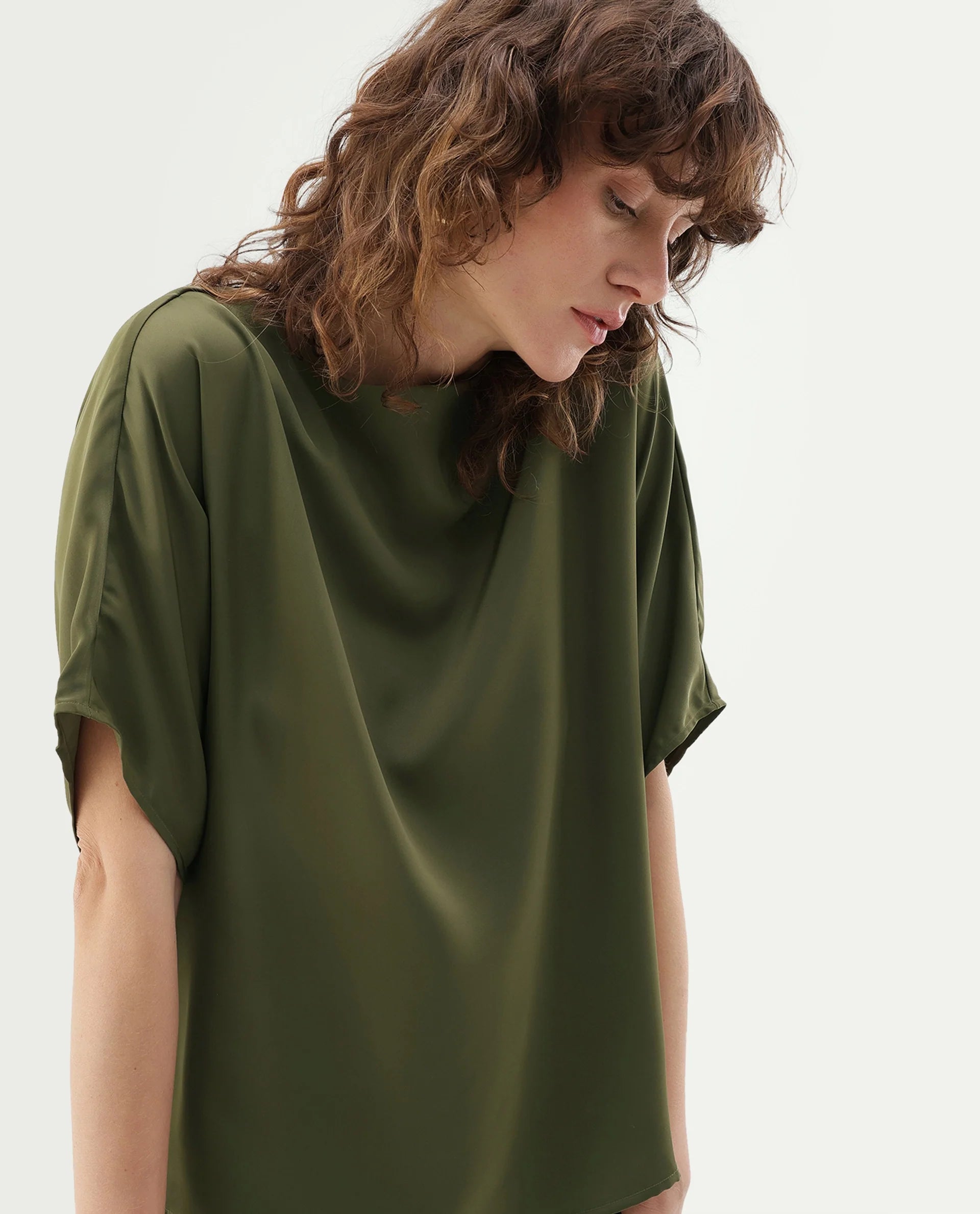 Rareism Women's Yang Gold Polyester Button Relaxed Fit Top