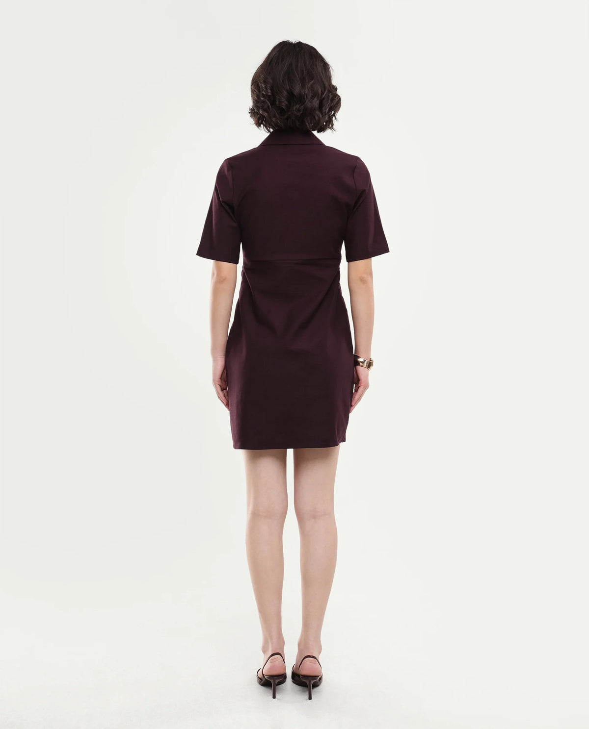 Rareism Women's Yager Dark Brown Cotton Blend Zipper Fitted Dress