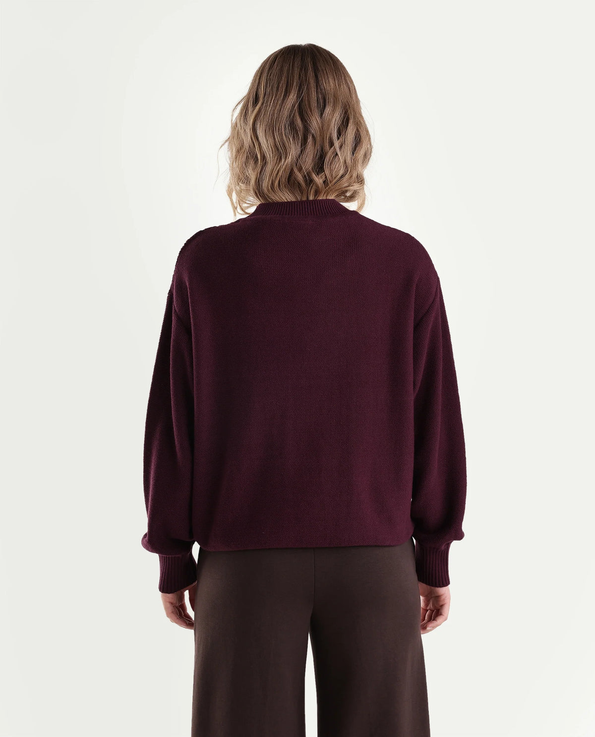 Rareism Women's Lak Dark Maroon Cotton Pull-On Oversized Fit Sweater - image 7