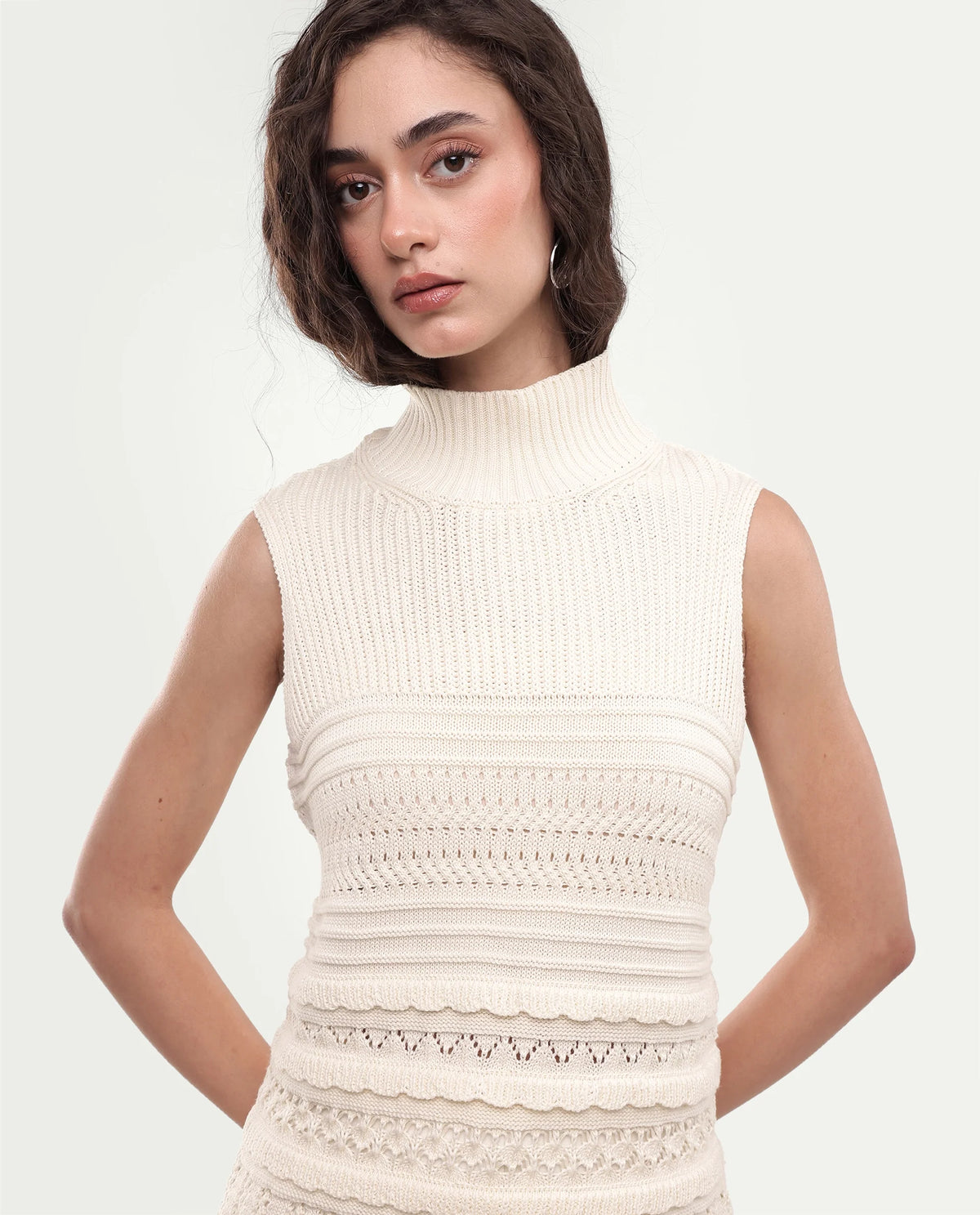 Rareism Women's Lone Off White Cotton Pull-On Regular Fit Top