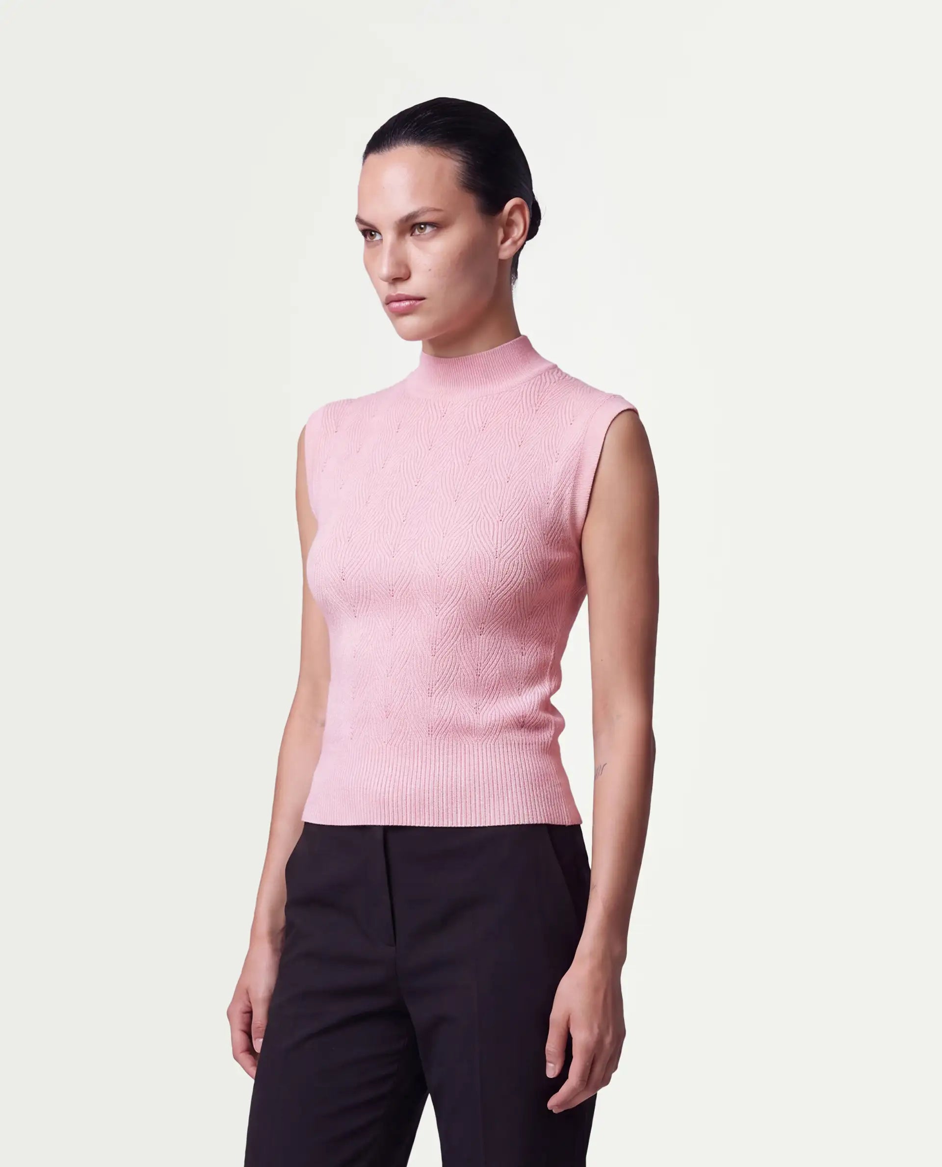 Rareism Women's Lixer Light Pink Viscose Blend Pull-On Relaxed Fit Top
