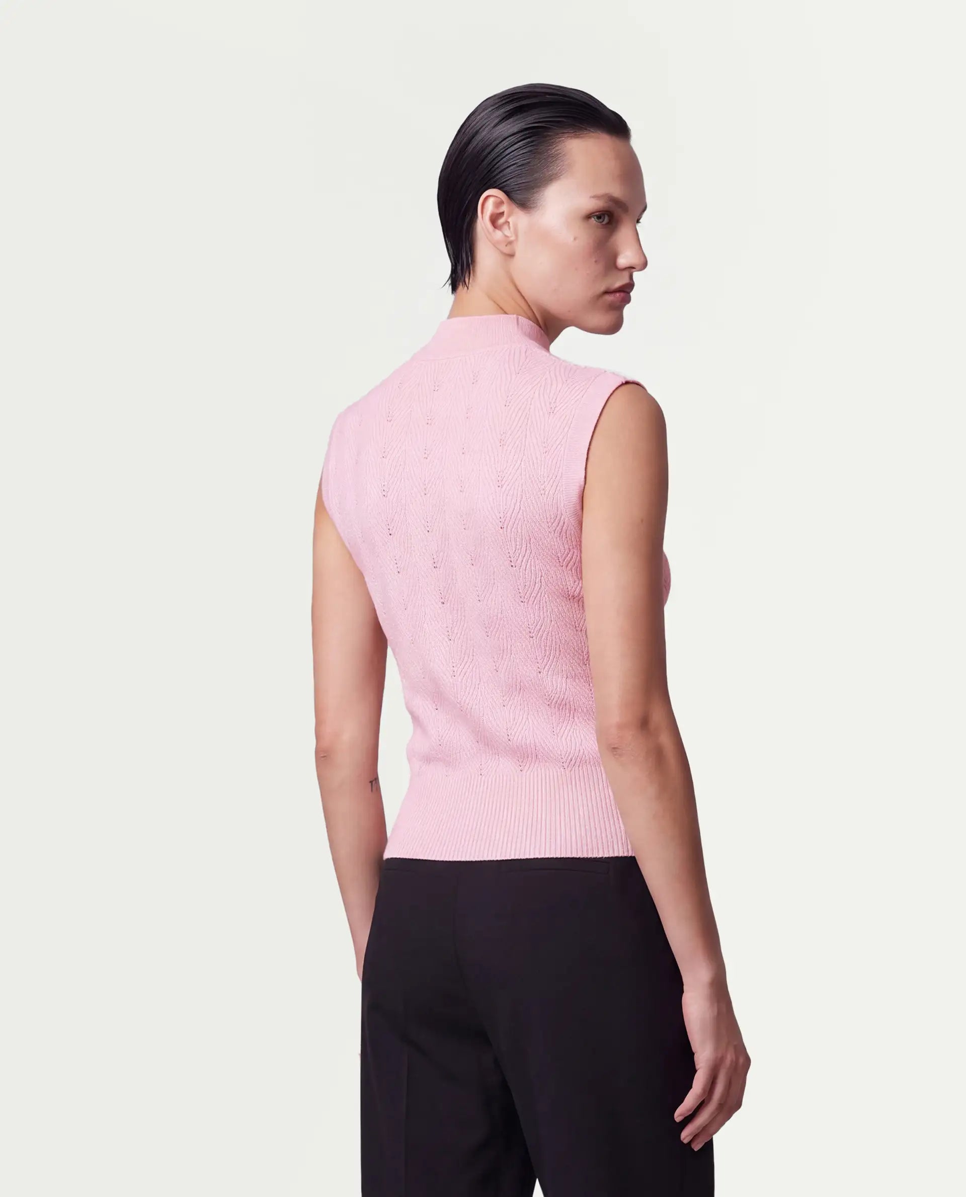 Rareism Women's Lixer Light Pink Viscose Blend Pull-On Relaxed Fit Top
