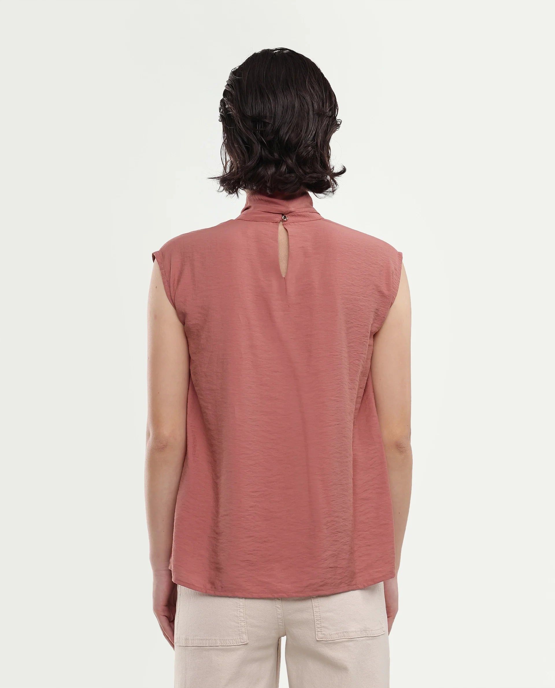 Rareism Women's Irelia Rust Viscose Blend Pull-On Regular Fit Top