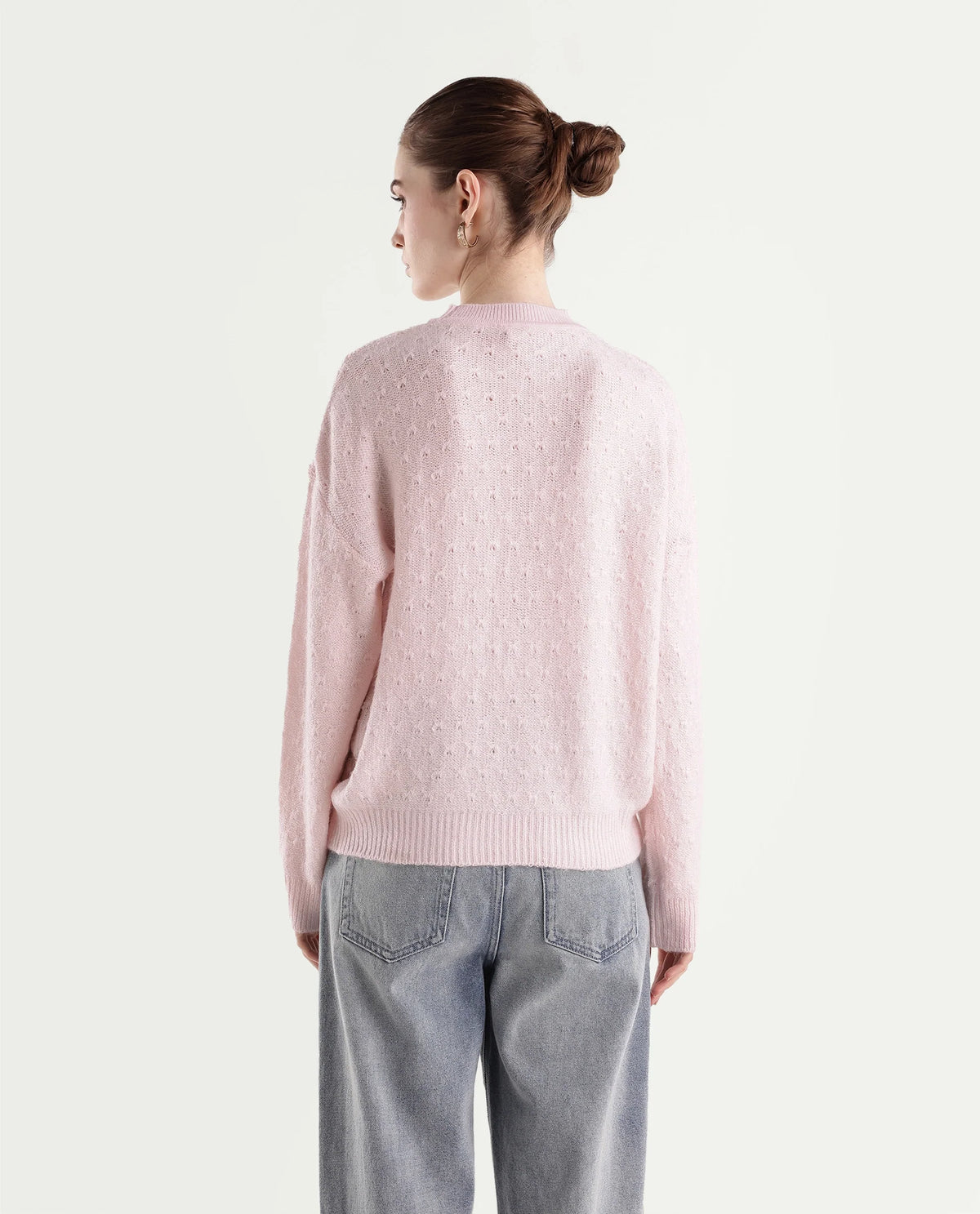 Rareism Women's Liset Dusky Pink Acrylic Blend Pull-On Relaxed Fit Sweater - image 6
