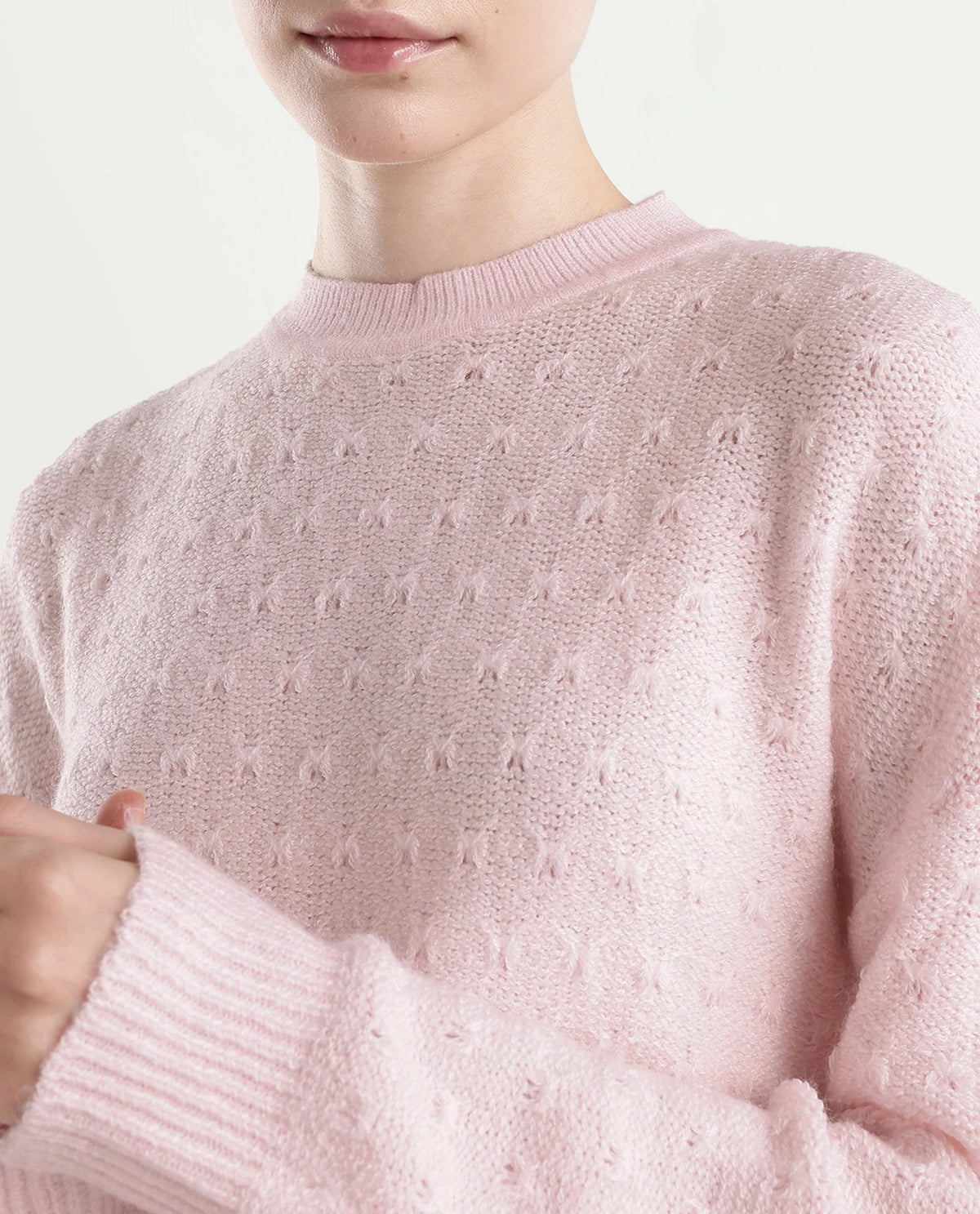 Rareism Women's Liset Dusky Pink Acrylic Blend Pull-On Relaxed Fit Sweater - image 7