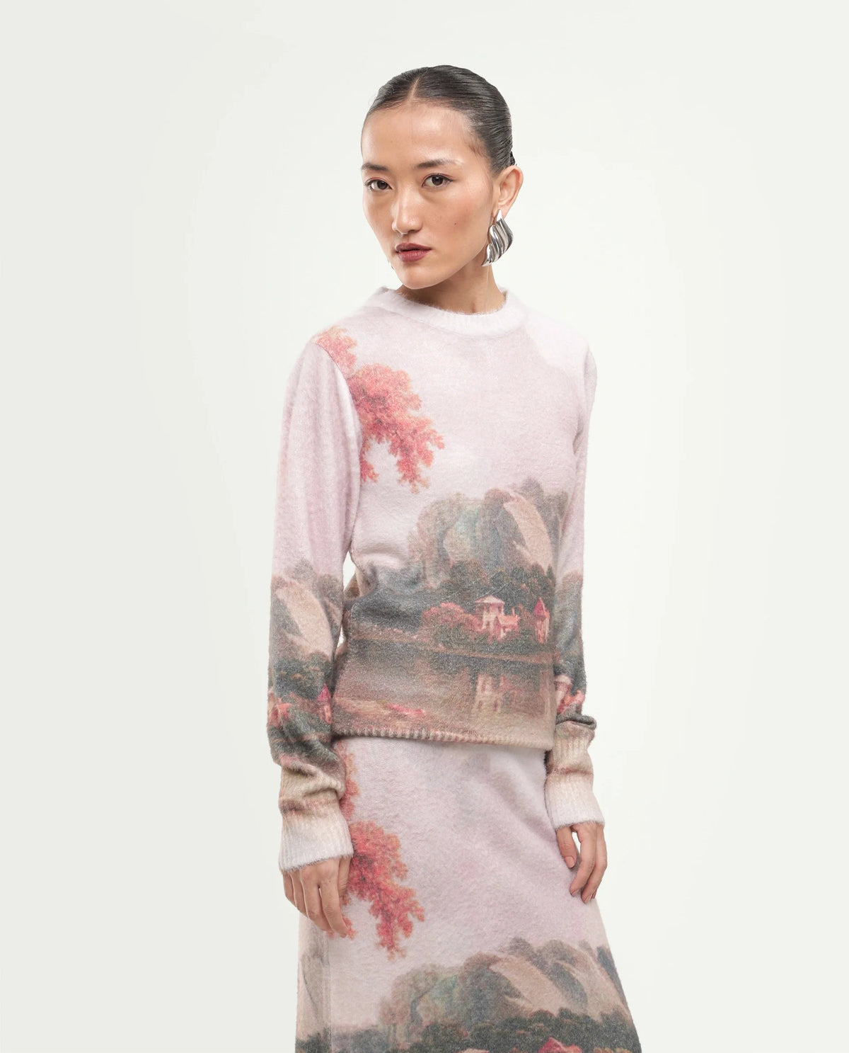 Rareism Women's Luro-T Dusky Multi Nylon Blend Pull-On Regular Fit Printed Sweater