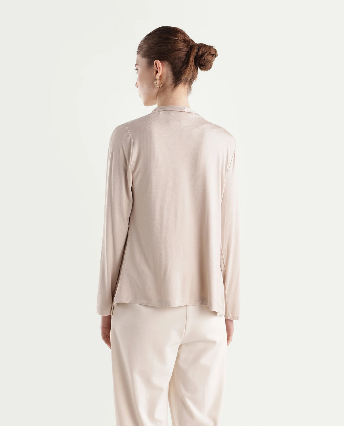 Rareism Women's Pommy Beige Modal Blend Collarless Regular Fit Plain Shrug - image 7