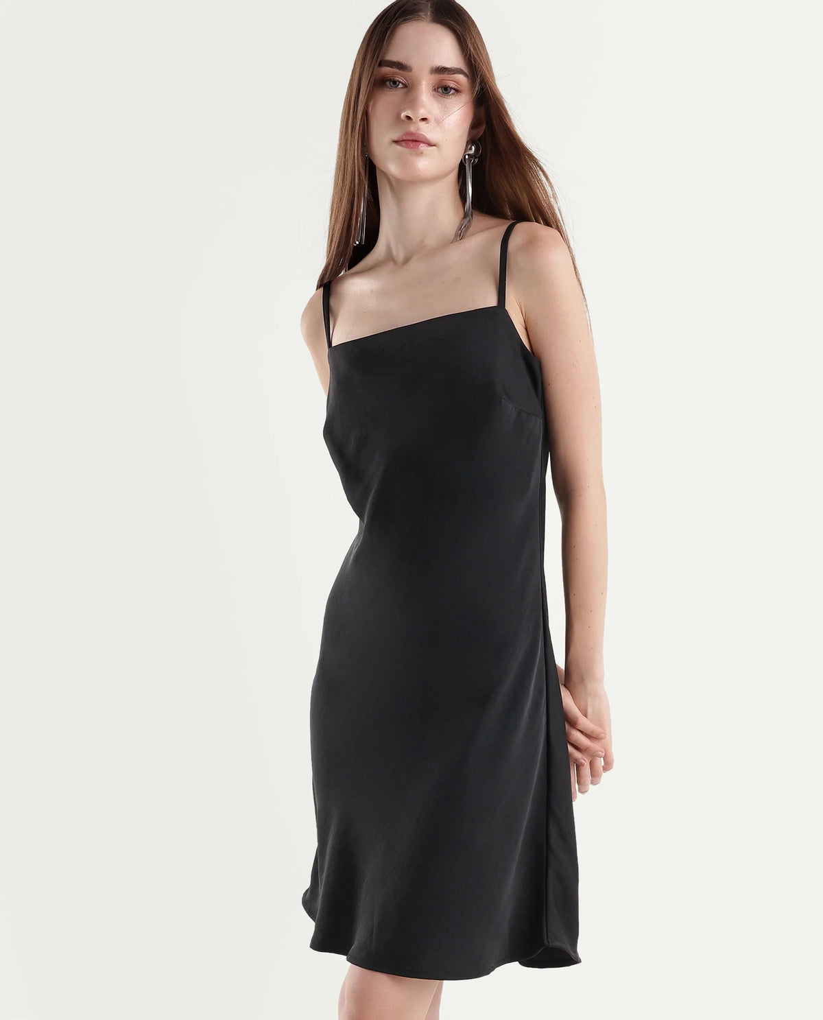 Rareism Women's Prya Black Polyester Regular Fit Sleeveless Dress - image 6