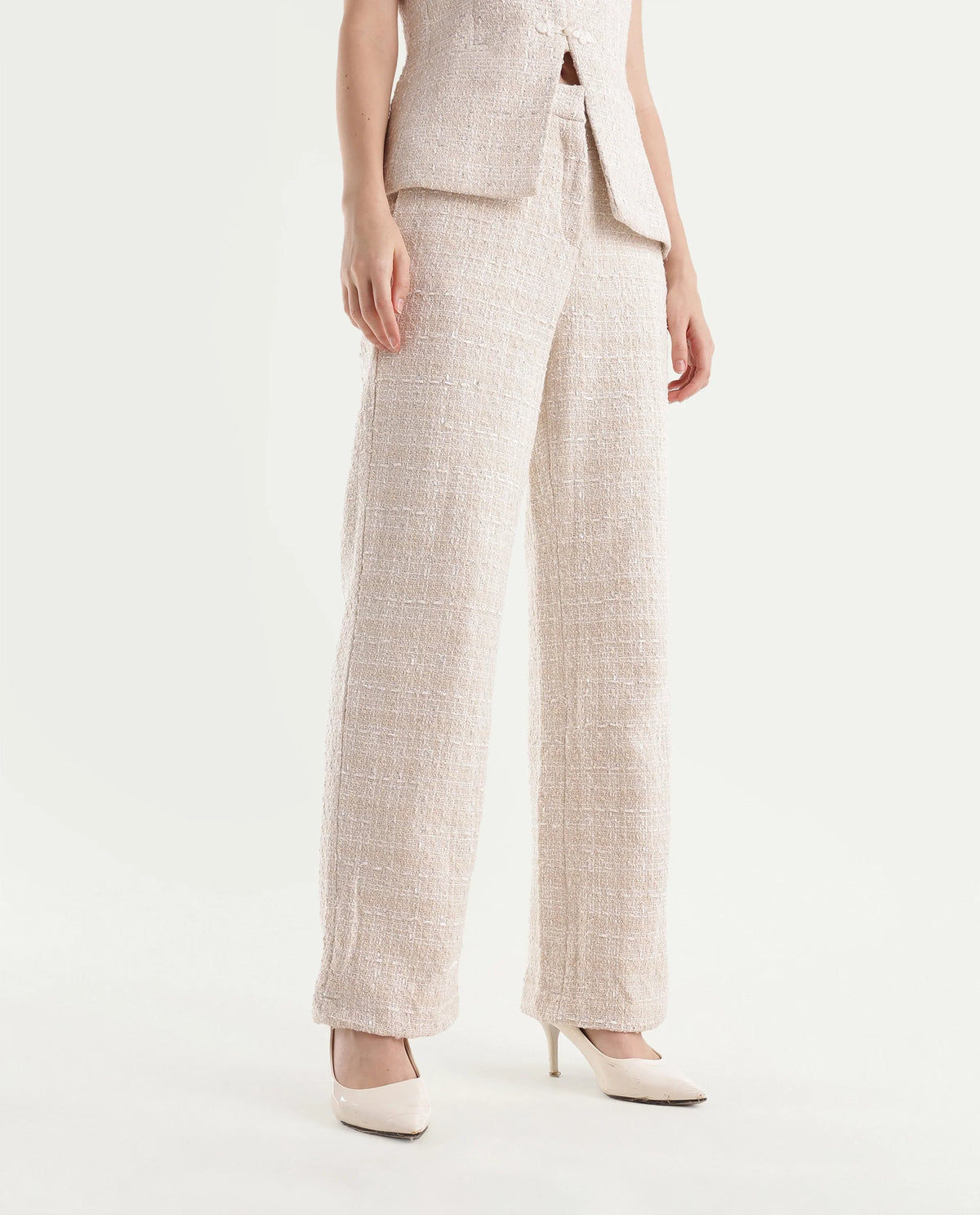 Rareism Women's Toat-B Off White Polyester Blend Straight Plain Trouser - image 1