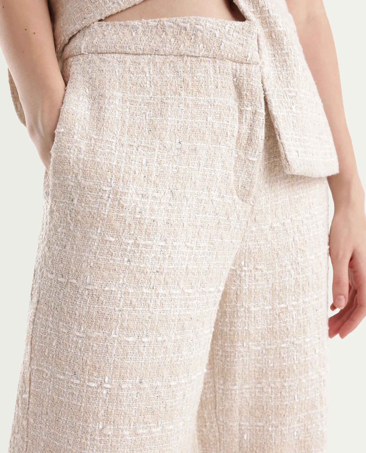 Rareism Women's Toat-B Off White Polyester Blend Straight Plain Trouser - image 3