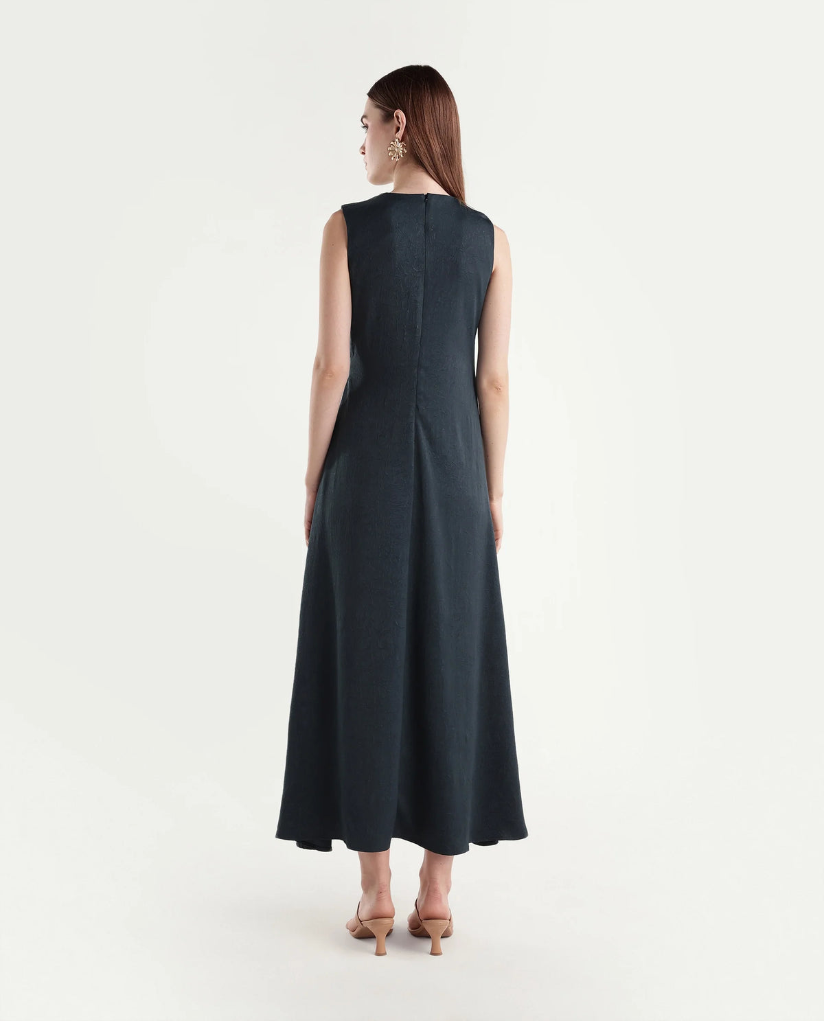 Rareism Women's Xoa Teal Polyester Round Neck Sheath Plain Dress - image 7