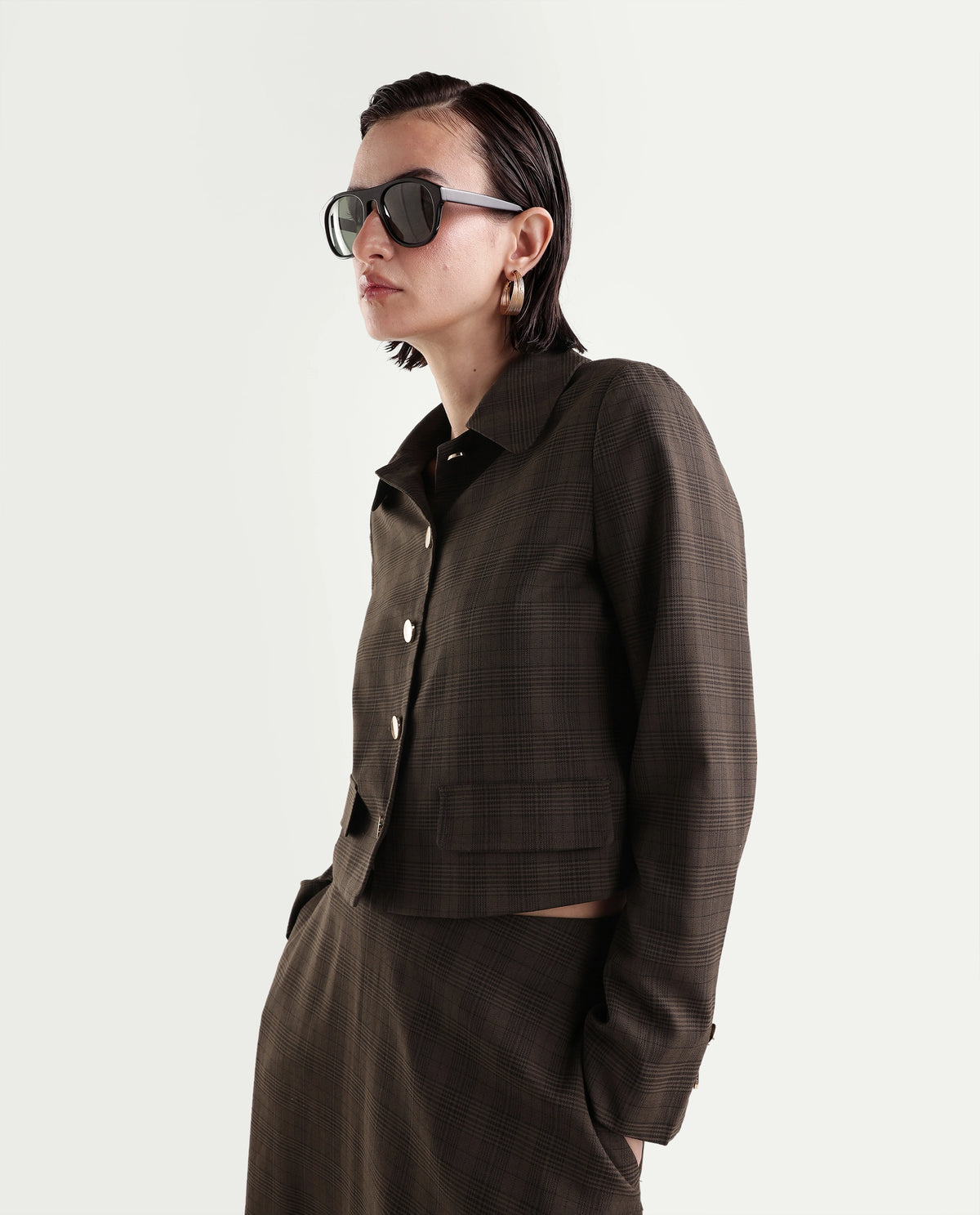 Rareism Women's Quno-T Brown Polyester Blend Spread Collar Button Regular Plain Jacket
