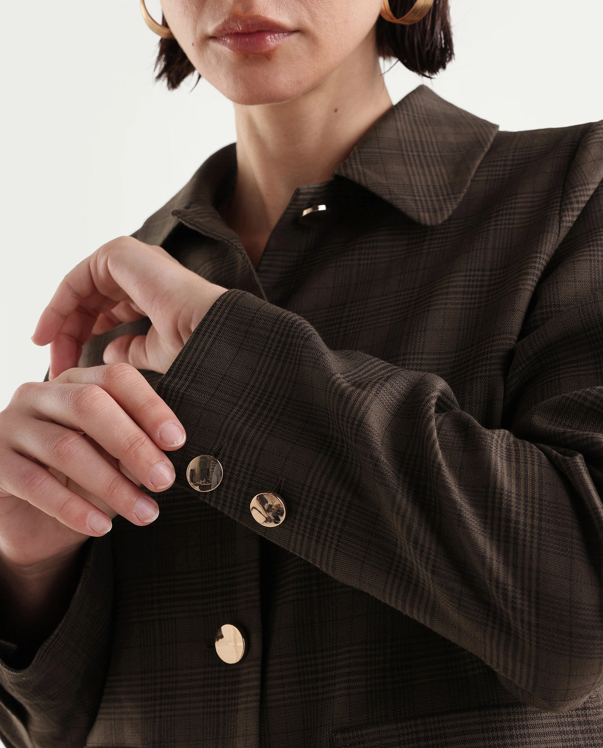 Rareism Women's Quno-T Brown Polyester Blend Spread Collar Button Regular Plain Jacket
