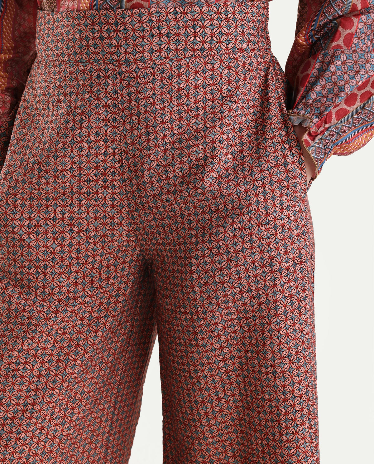 Rareism Womens Onflo-B Multi Viscose Blend Wide Leg Ornamental Print Trouser