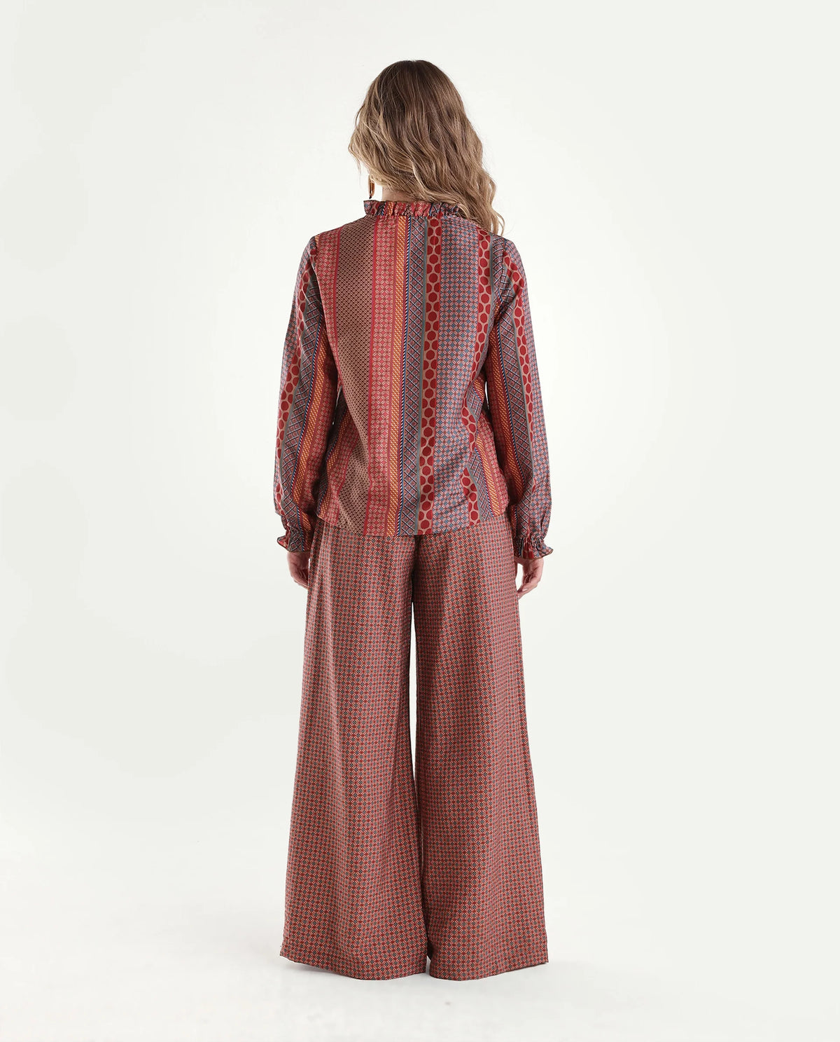 Rareism Womens Onflo-B Multi Viscose Blend Wide Leg Ornamental Print Trouser