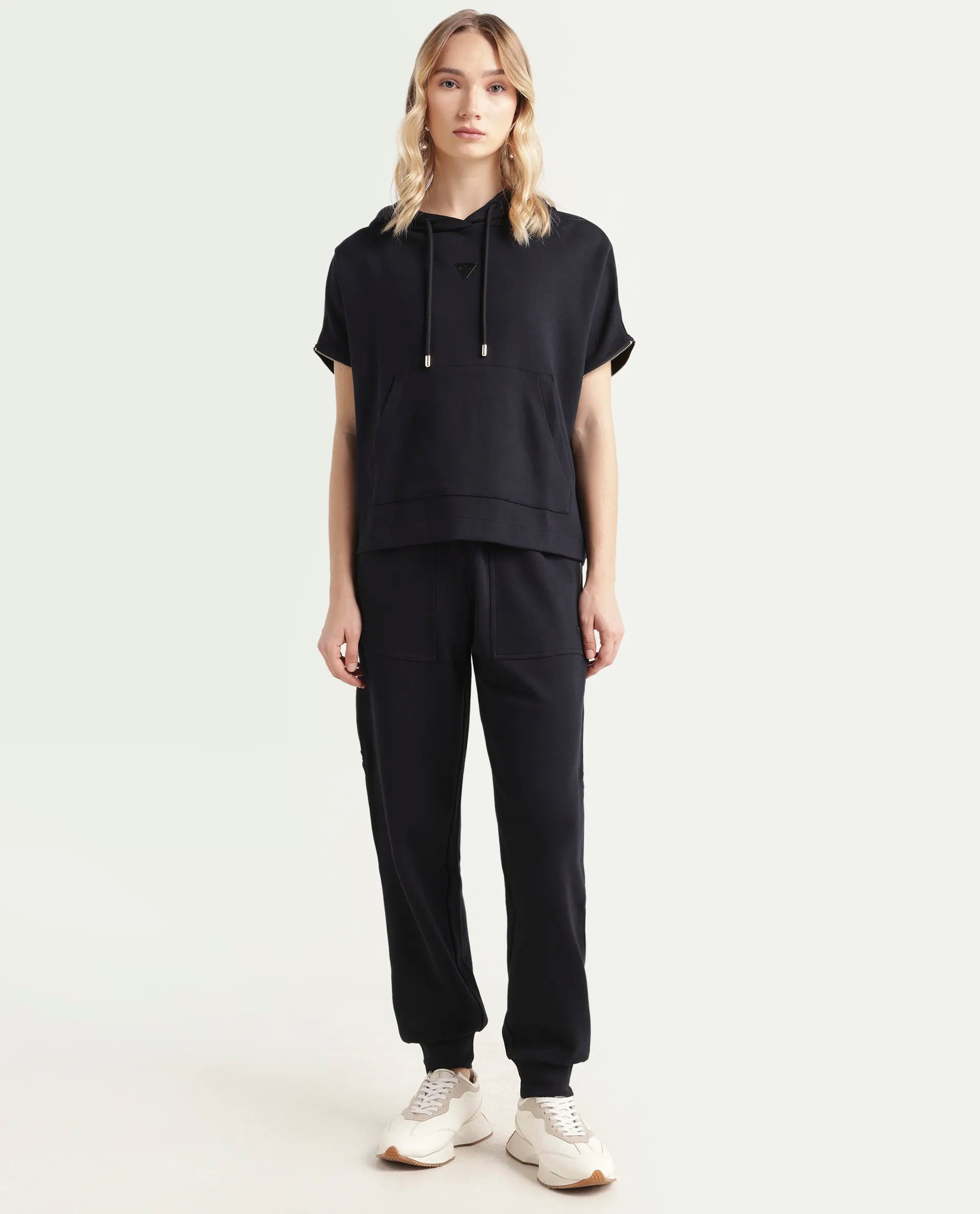 Rareism Women's Saints Black Cotton Blend Plain Ankle Length Regular Fit Track Pant