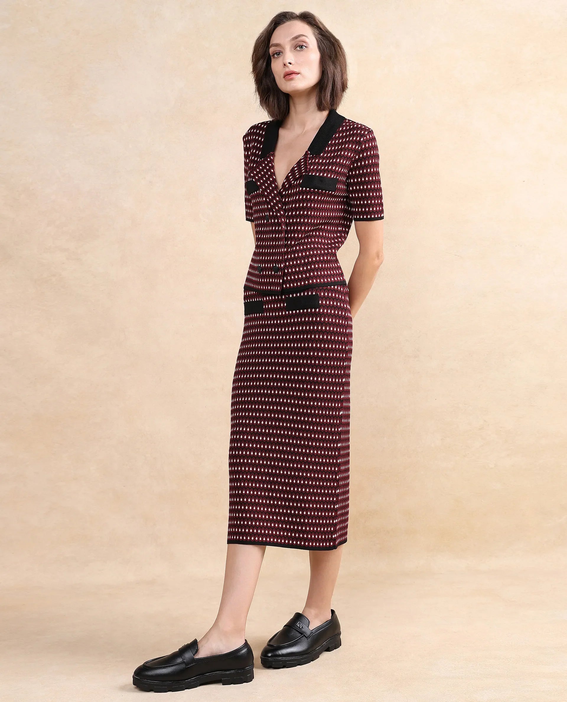 Rareism Women Sanayi T Maroon Relaxed Fit Printed Top