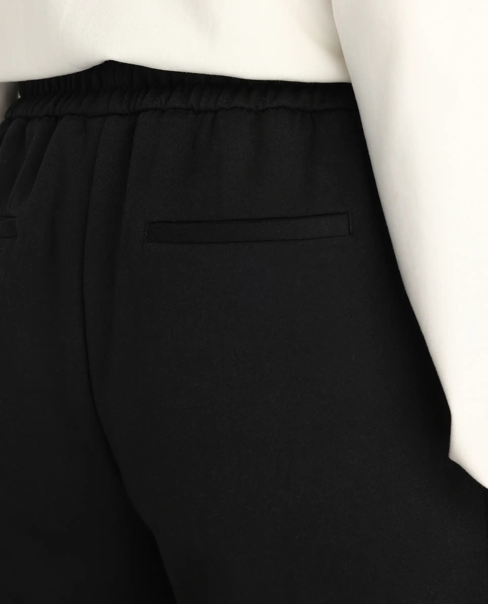 Rareism Women's Shane Black Modal Blend Straight Fit Track Pant