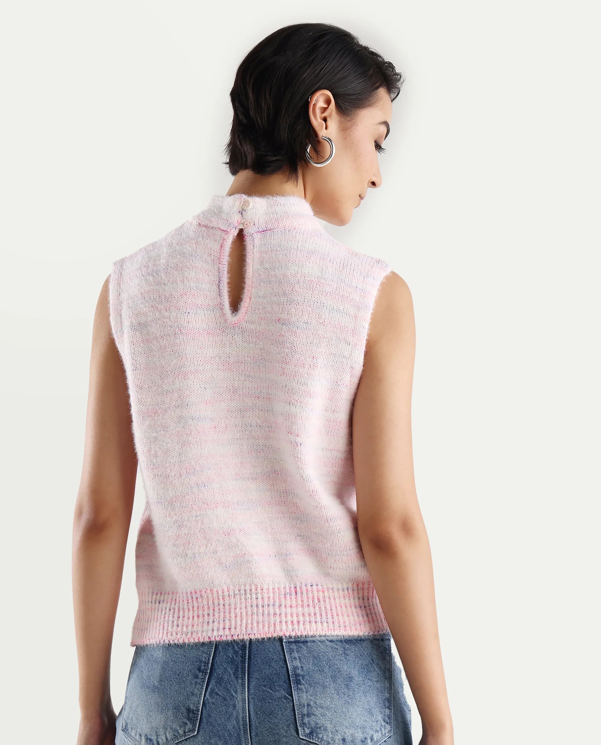 Rareism Women's Shenpa T Multi Nylon High Neck Ombre Sleeveless Regular Fit Top