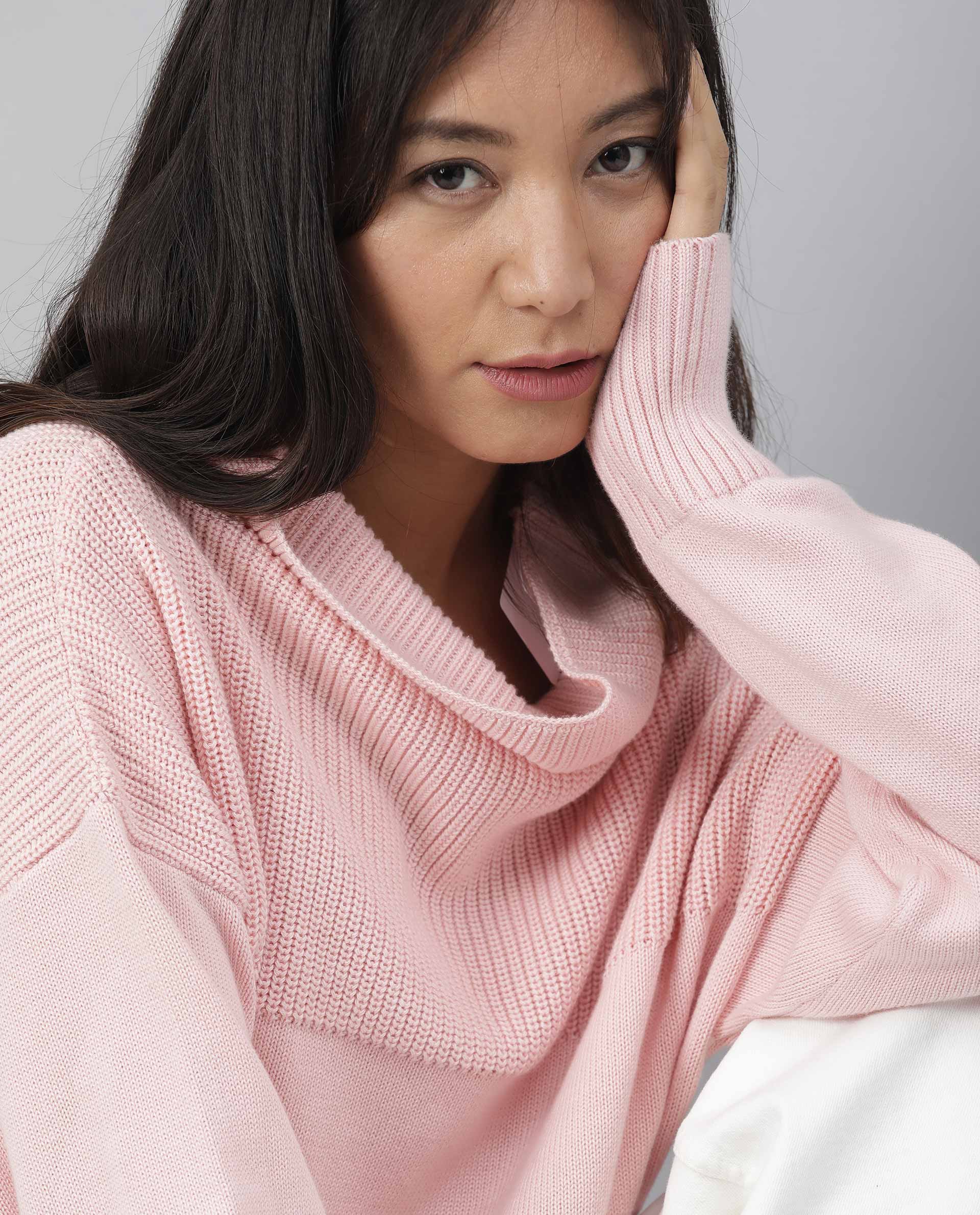 Rareism Women Skyline Pink Top Full Sleeves