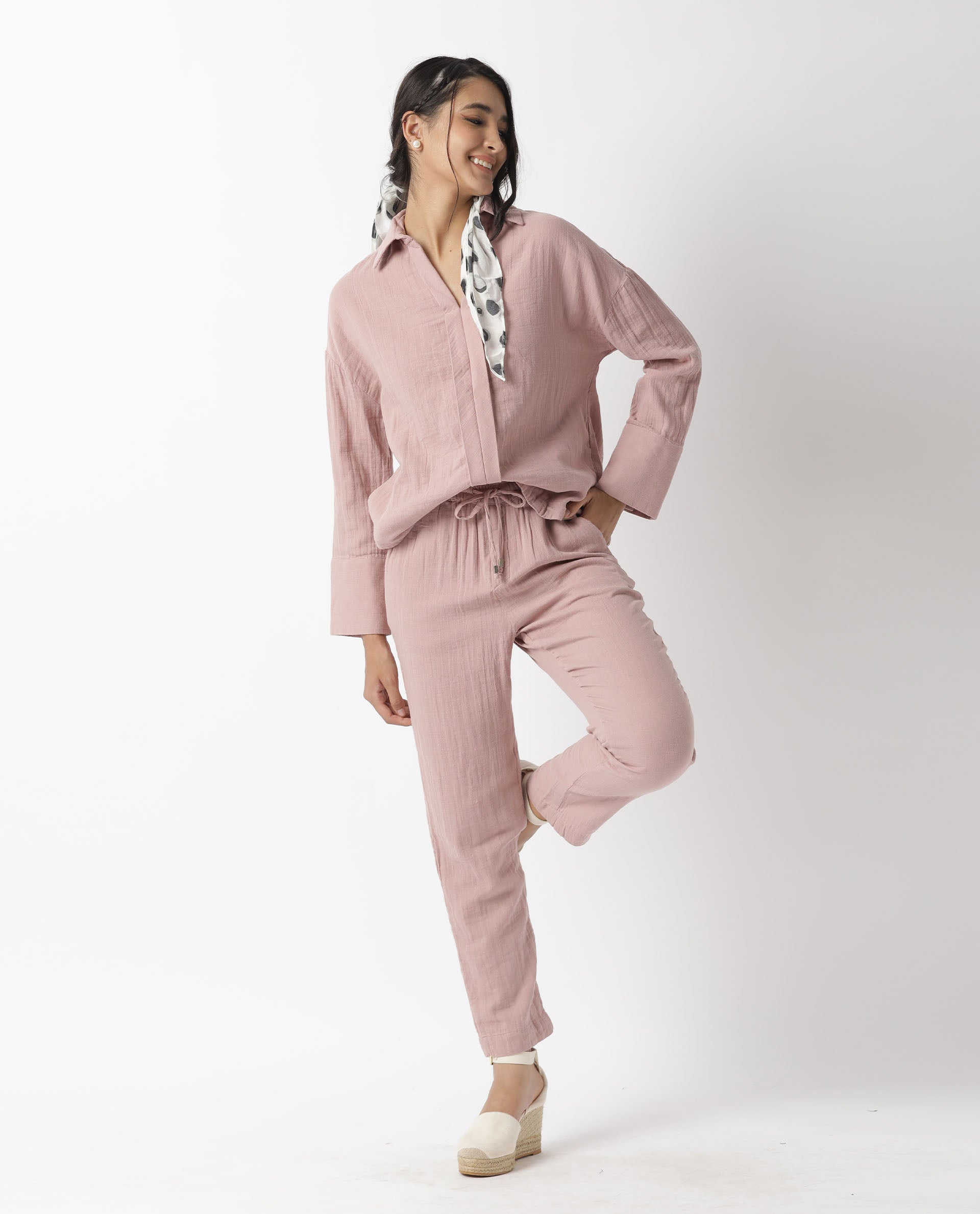 Rareism Women Soak White Scarf Cotton Silk Fabric