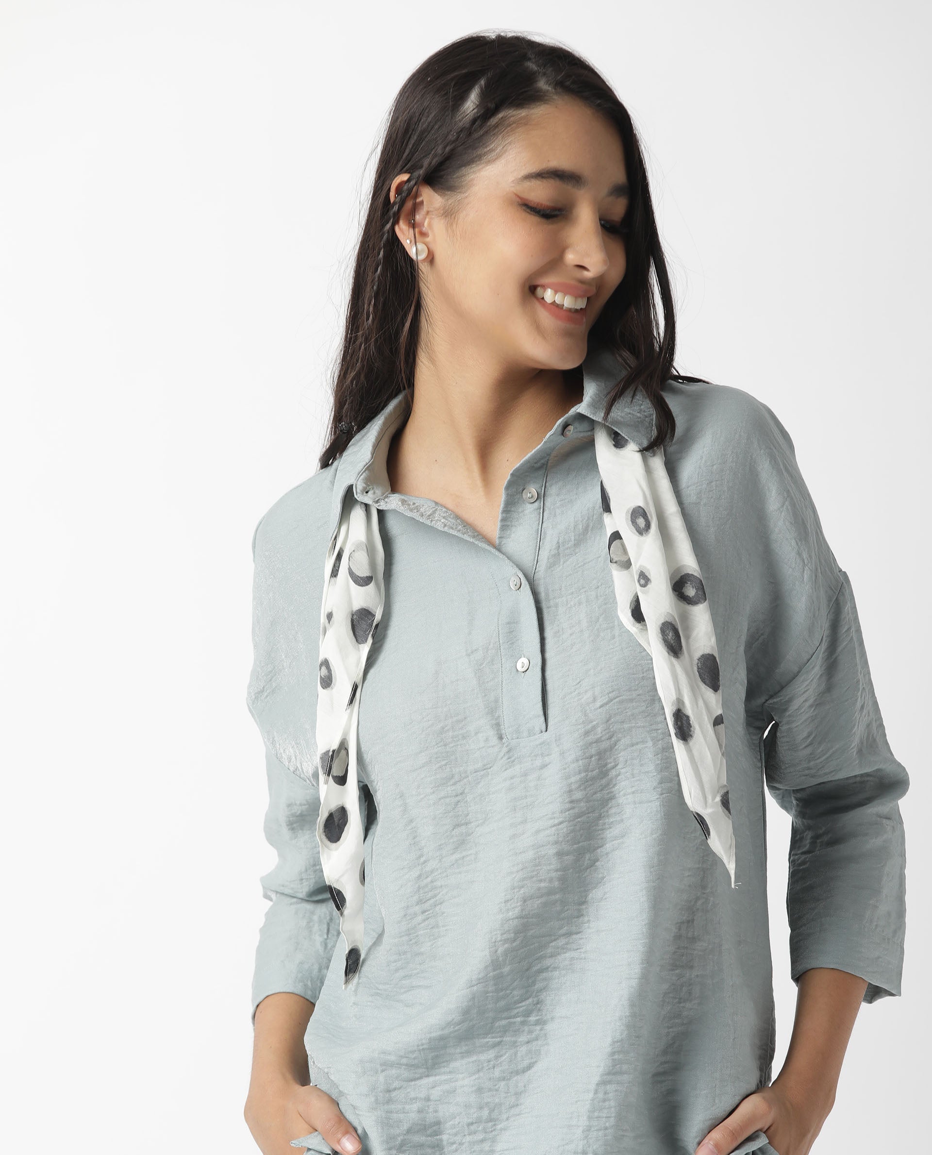 Rareism Women's Soak White Polka Print Scarf
