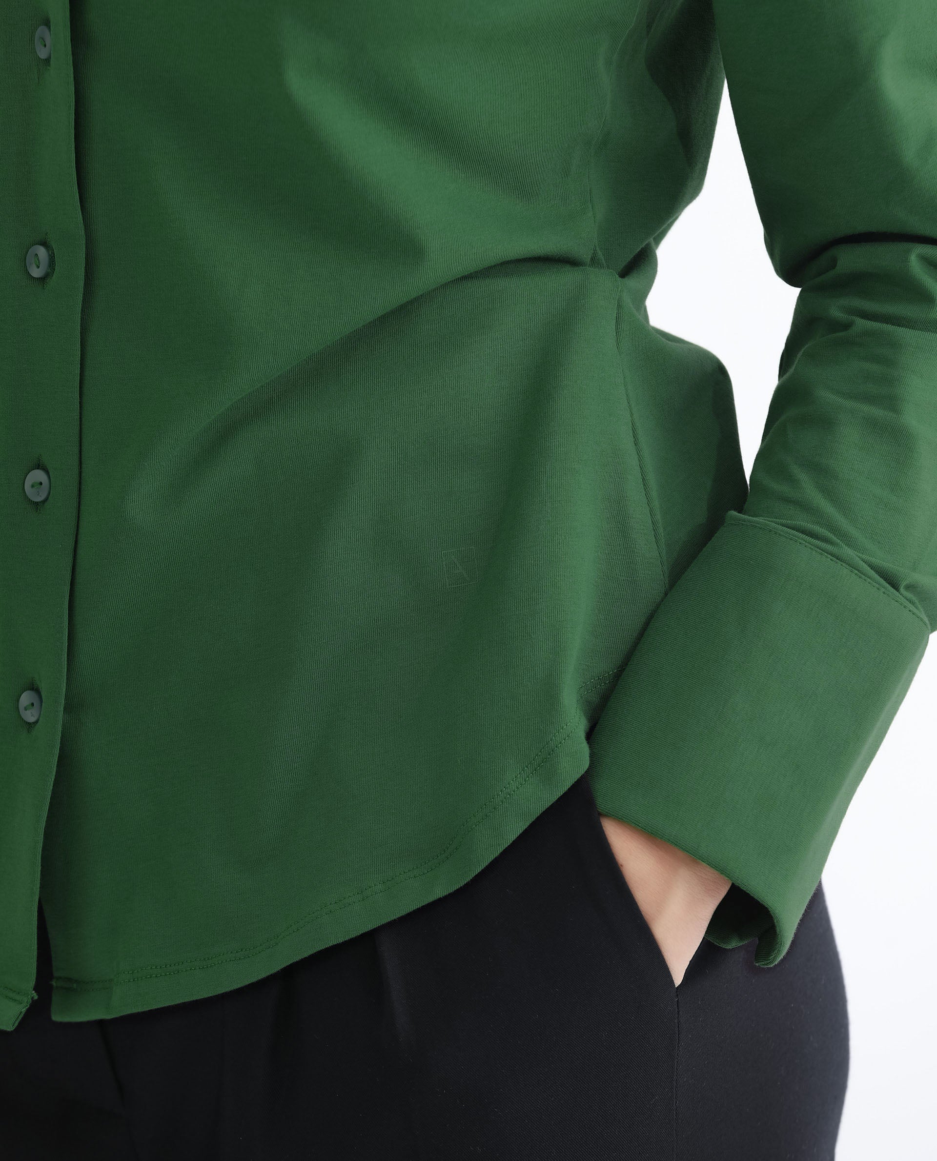 Rareism Women Spie Olive Regular Sleeve Shirt Collar Solid Shirt