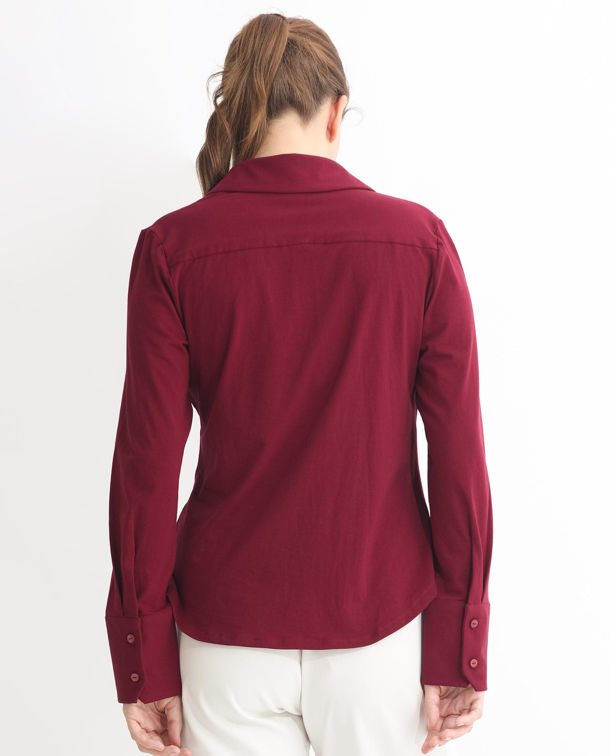 Rareism Women Spie Maroon Regular Sleeve Collared Neck Solid Shirt