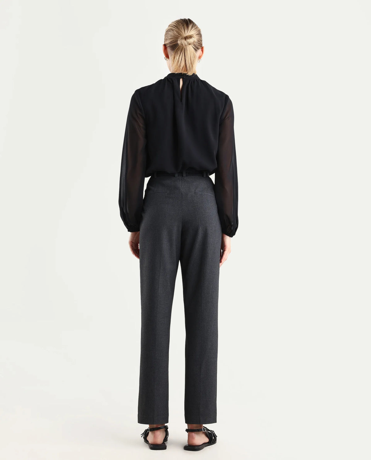 Rareism Women's Taper Grey Polyester Blend Tapered Plain Travel Trouser