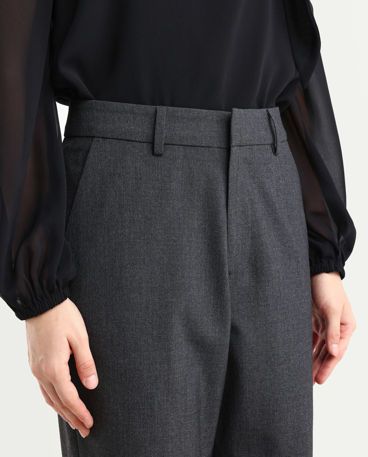 Rareism Women's Taper Grey Polyester Blend Tapered Plain Travel Trouser
