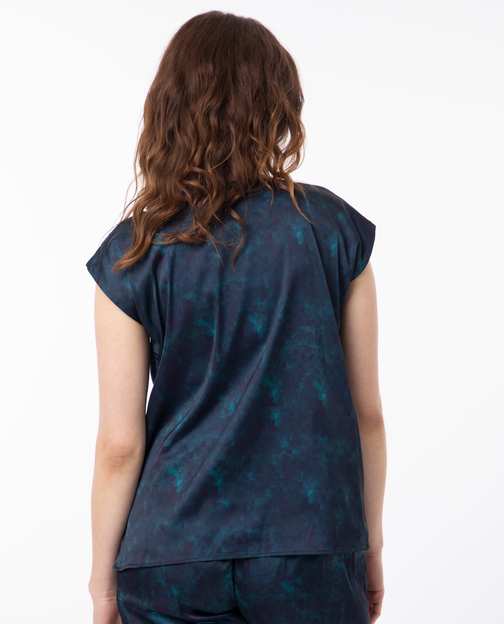 Rareism Women Taube Multi Polyester Fabric Short Sleeves Boat Neck Extended Sleeve Regular Fit Abstract Print Top
