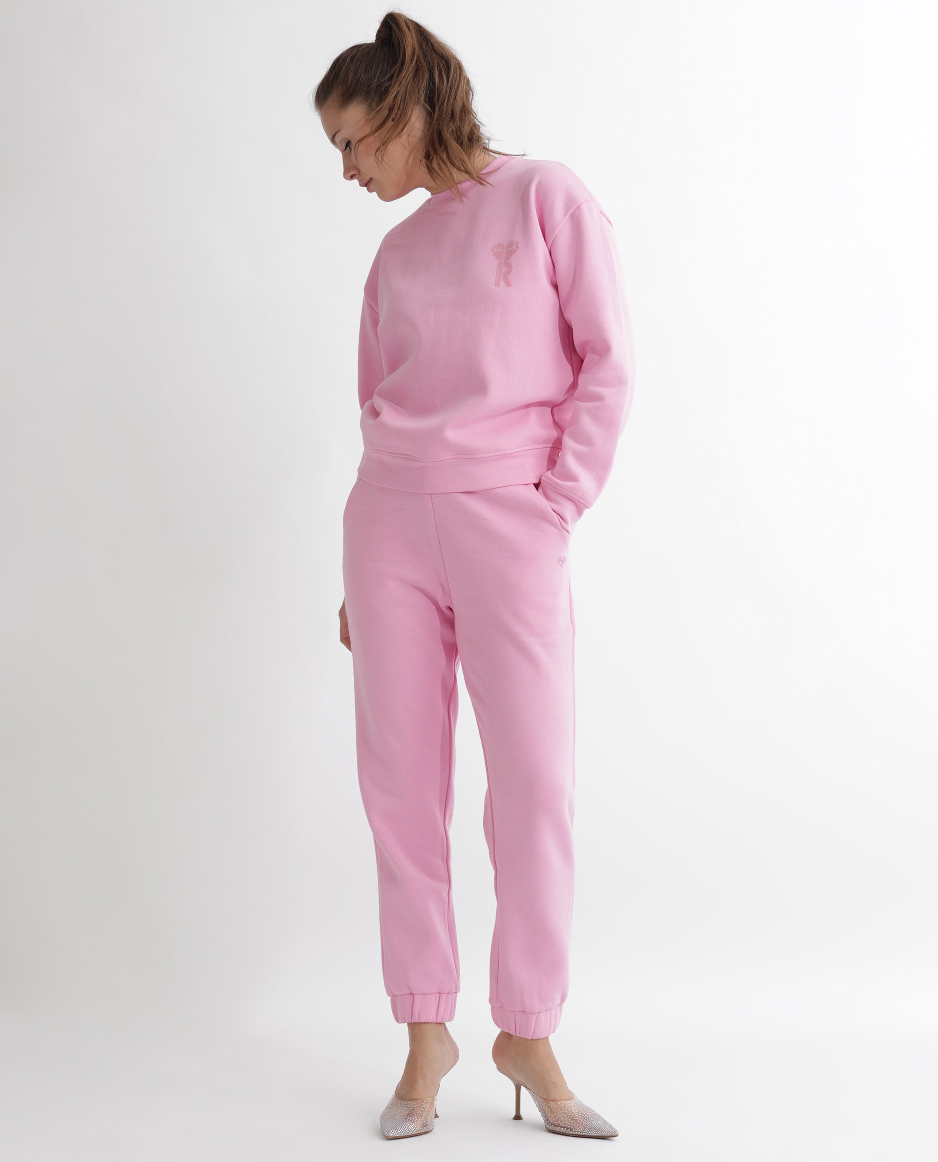 Rareism Women's Terac F Light Pink Polyester Blend Plain Ankle Length Regular Fit Track Pant