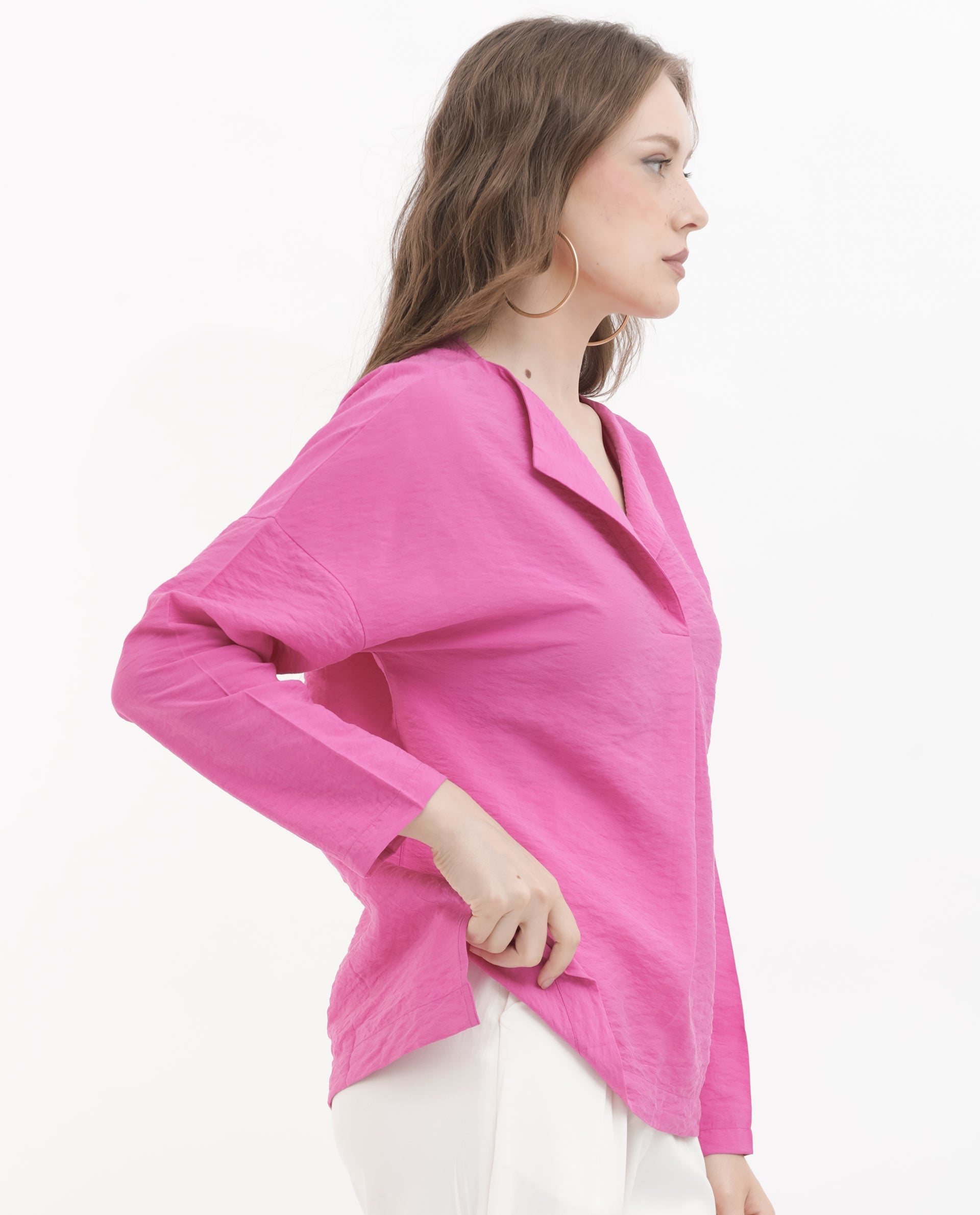 Rareism Women's Rayon Blend Lapel Neck Plain Relaxed Fit Top