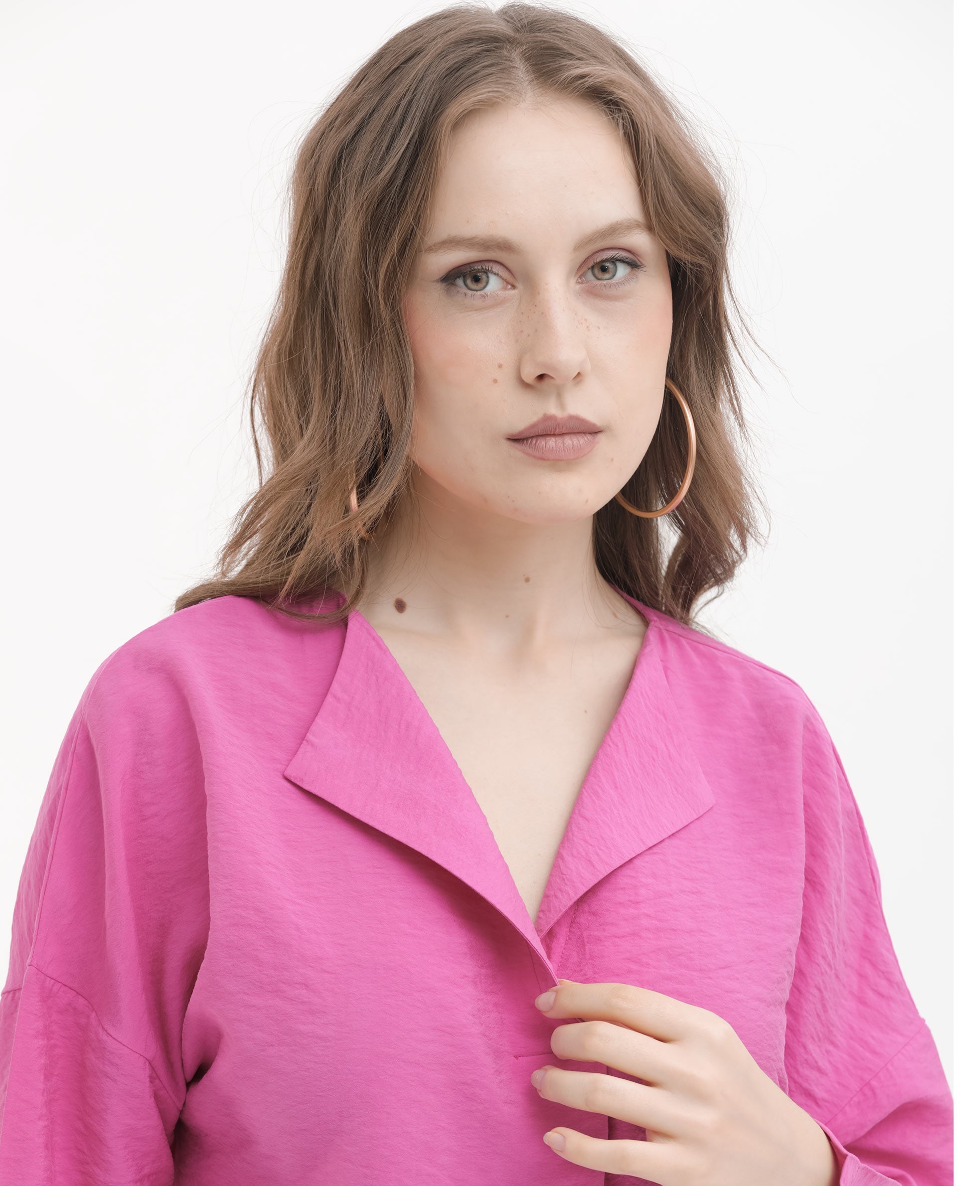 Rareism Women's Rayon Blend Lapel Neck Plain Relaxed Fit Top
