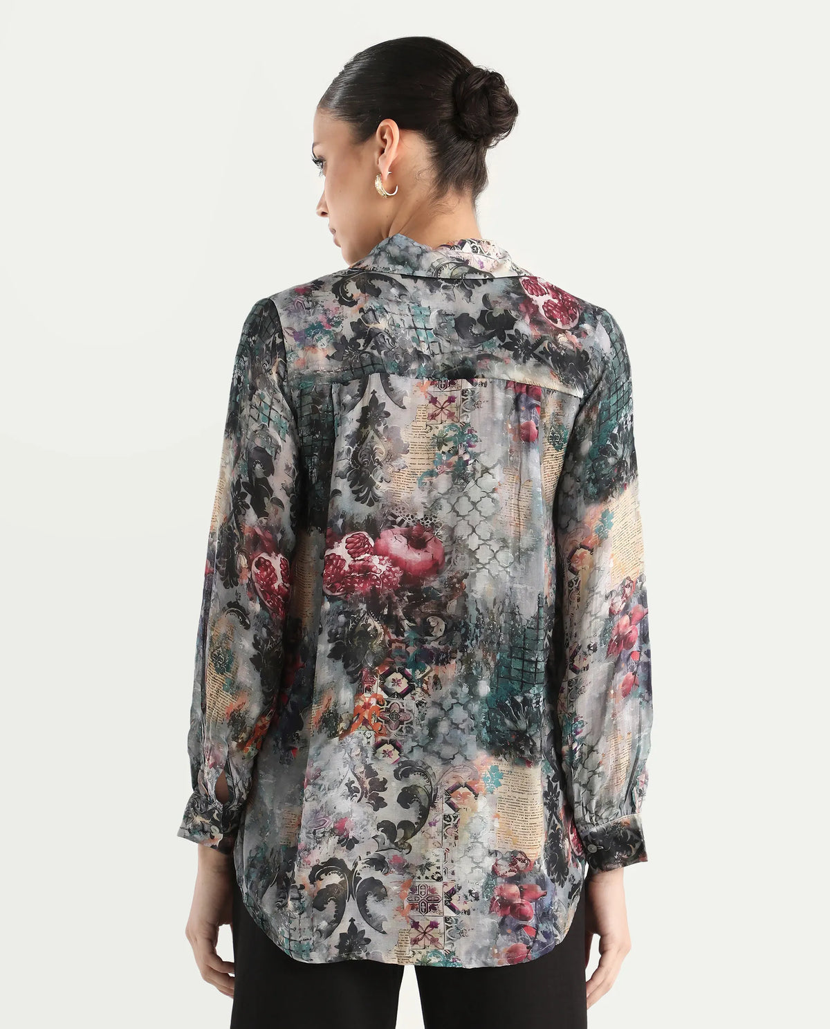 Rareism Women's Tinga Multi Viscose Blend Drop Collar Graphic Print Regular Fit Shirt