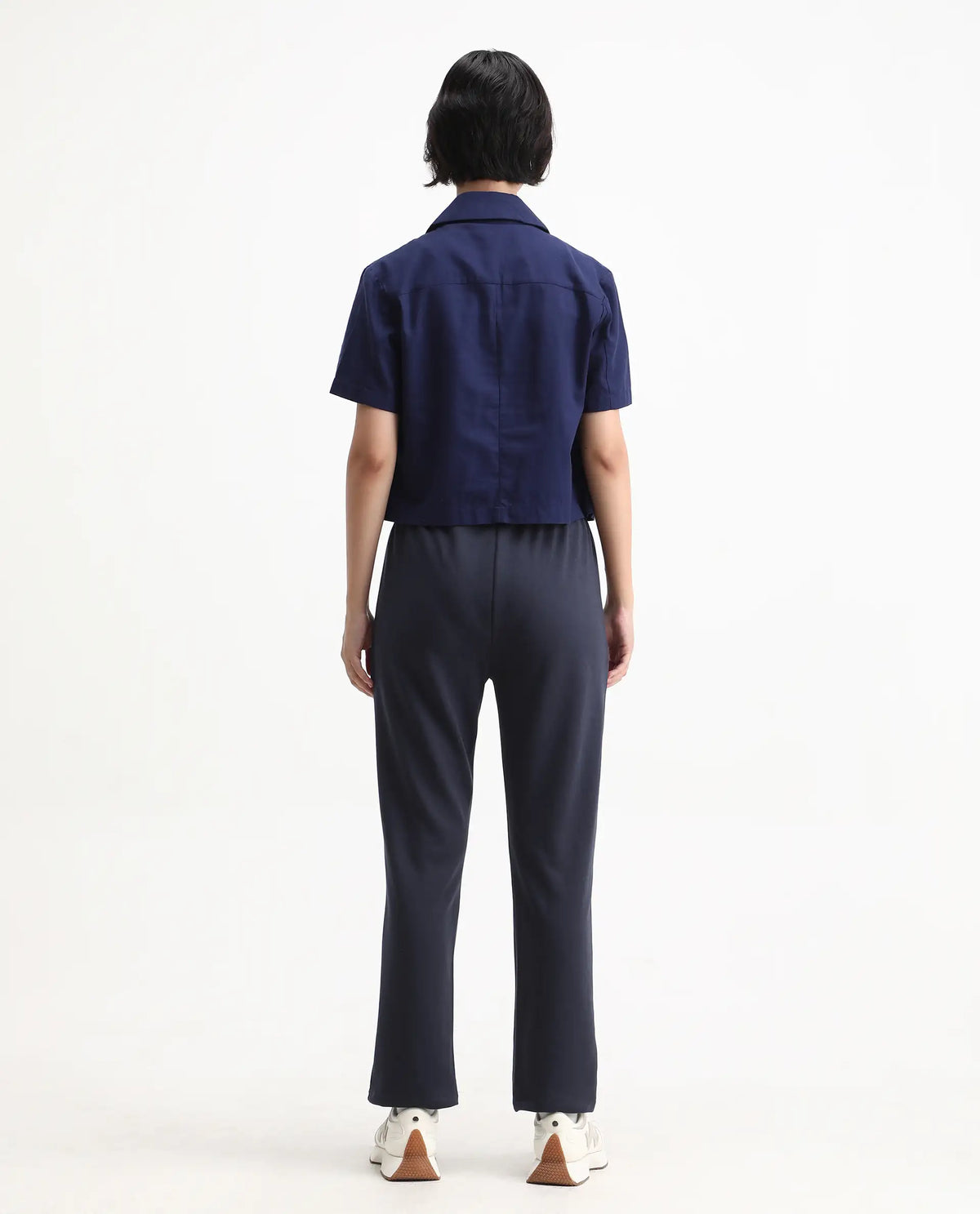 Rareism Women's Tribon Navy Cotton Blend Straight Fit Track Pant
