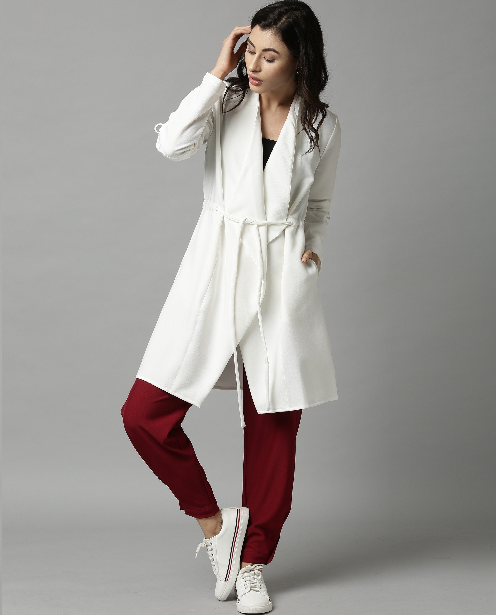 Rareism Women Tokyo White Overlayer Full Sleeves Solid