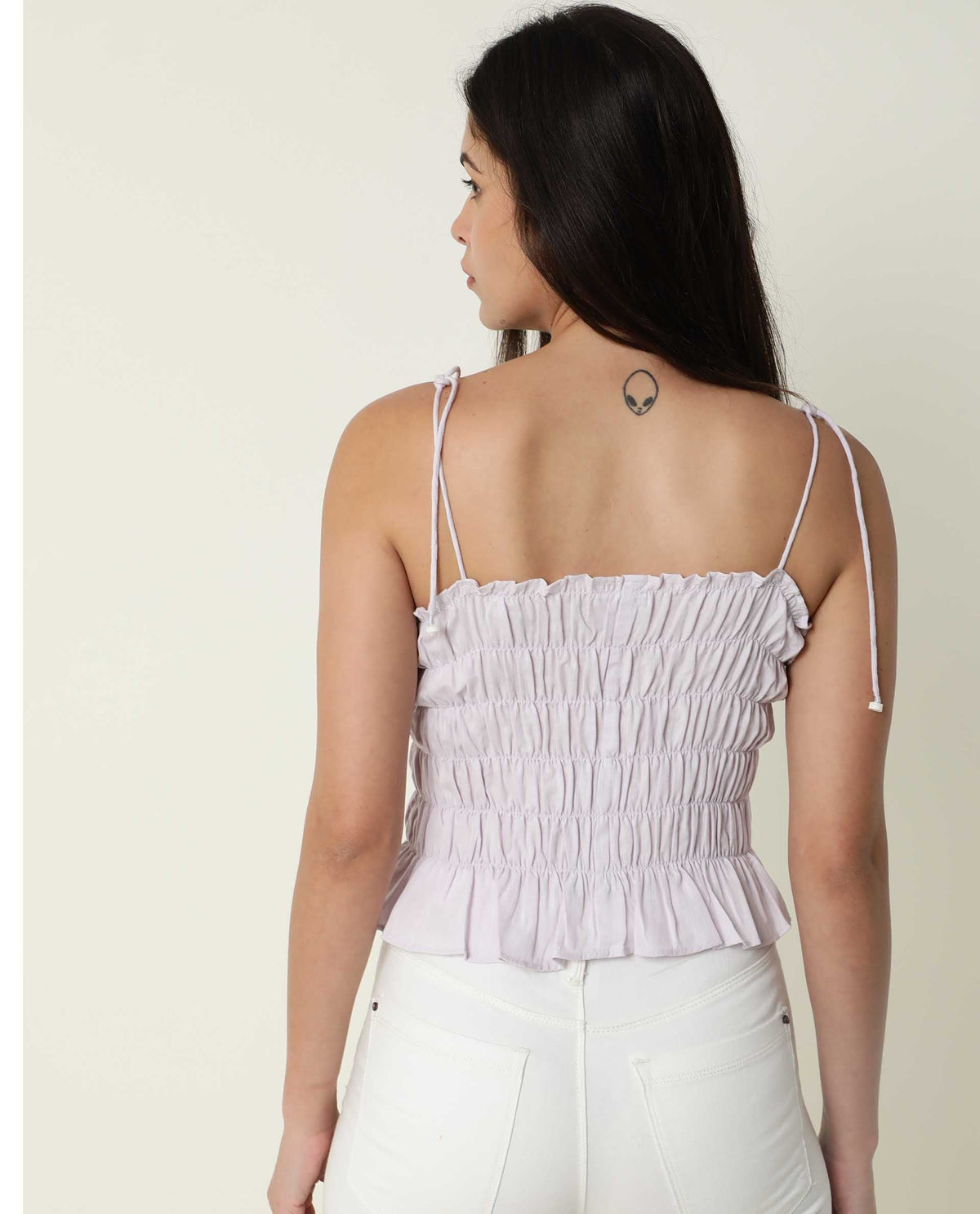 Rareism Womens Mappy Lilac Top Cotton Linen Fabric Sleeveless Square Neck