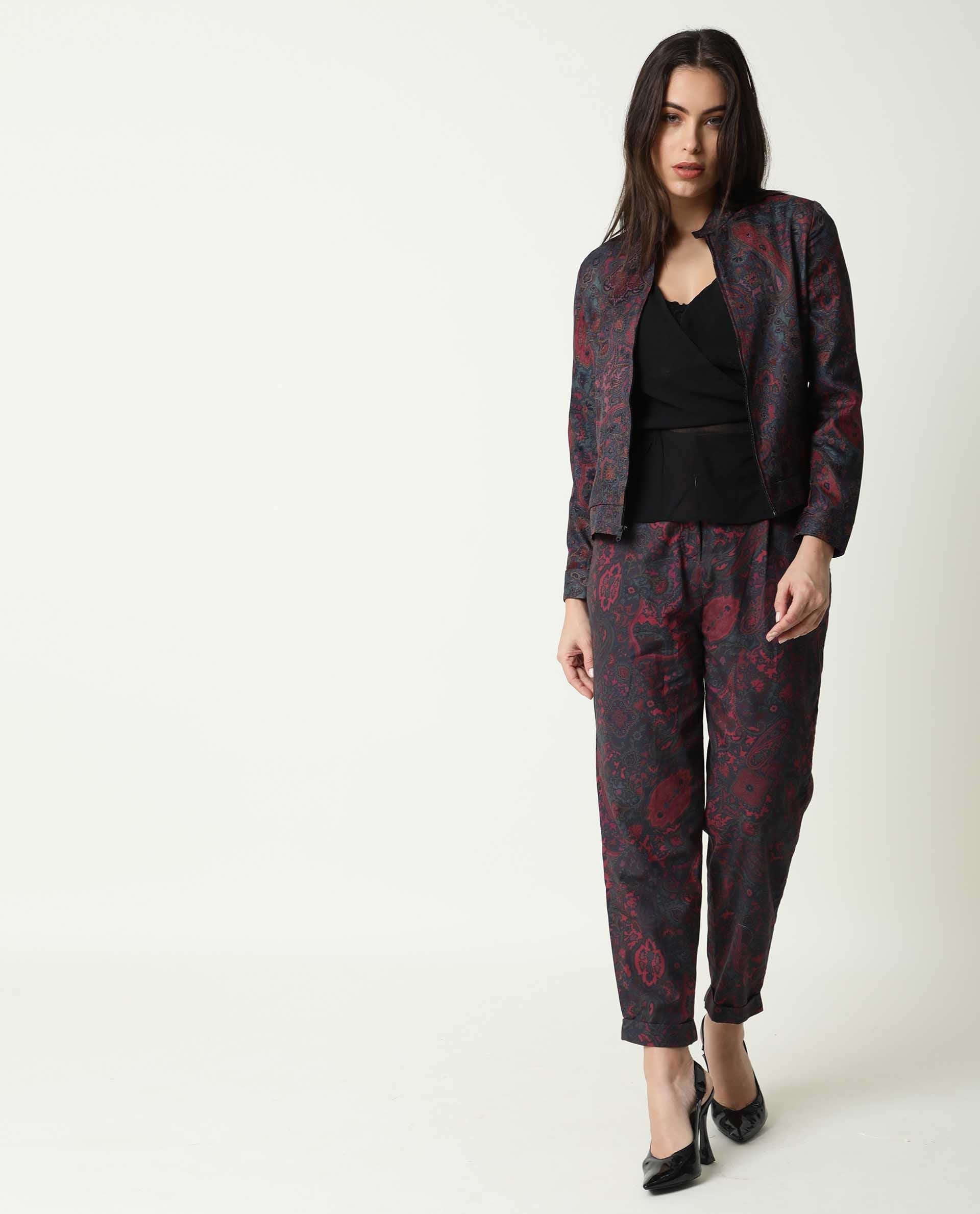 Rareism Womens Krama Pink Jacket Cotton Fabric Fitted Fit Mandarin Neck