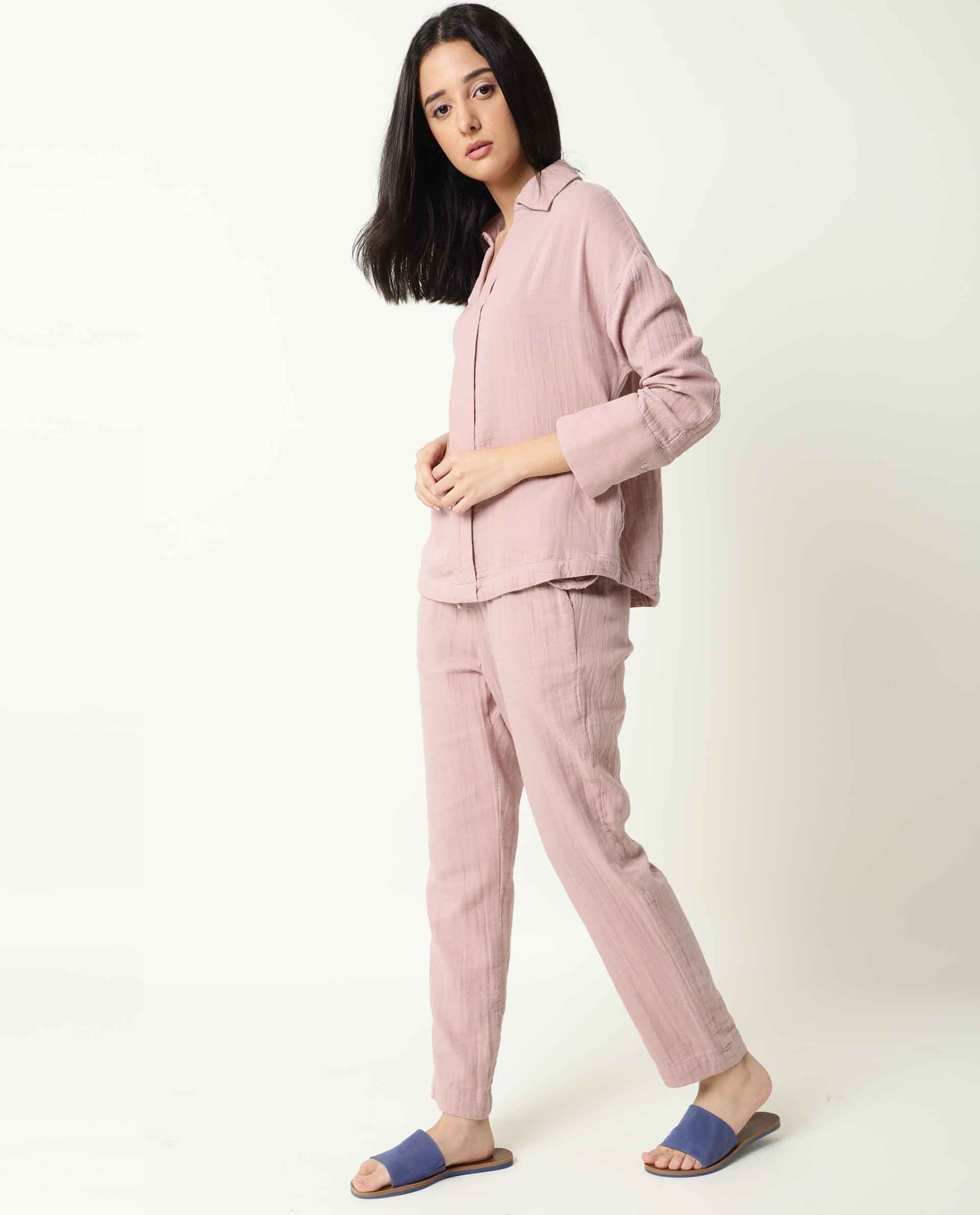 Rareism Women Elo Pink Cotton Fabric Regular Fit Mid Rise Solid Ankle Length Trousers