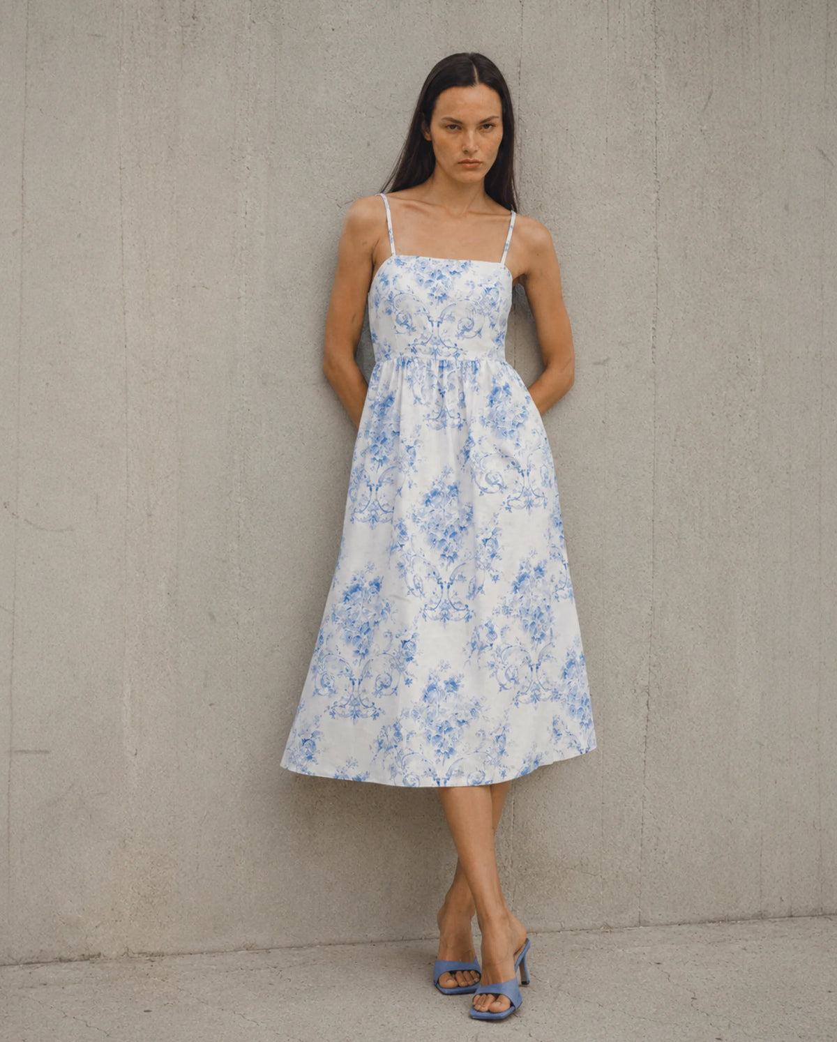 Rareism Women's Vaniko White Polyester Tube Neck Fit And Flare Floral Print Dress