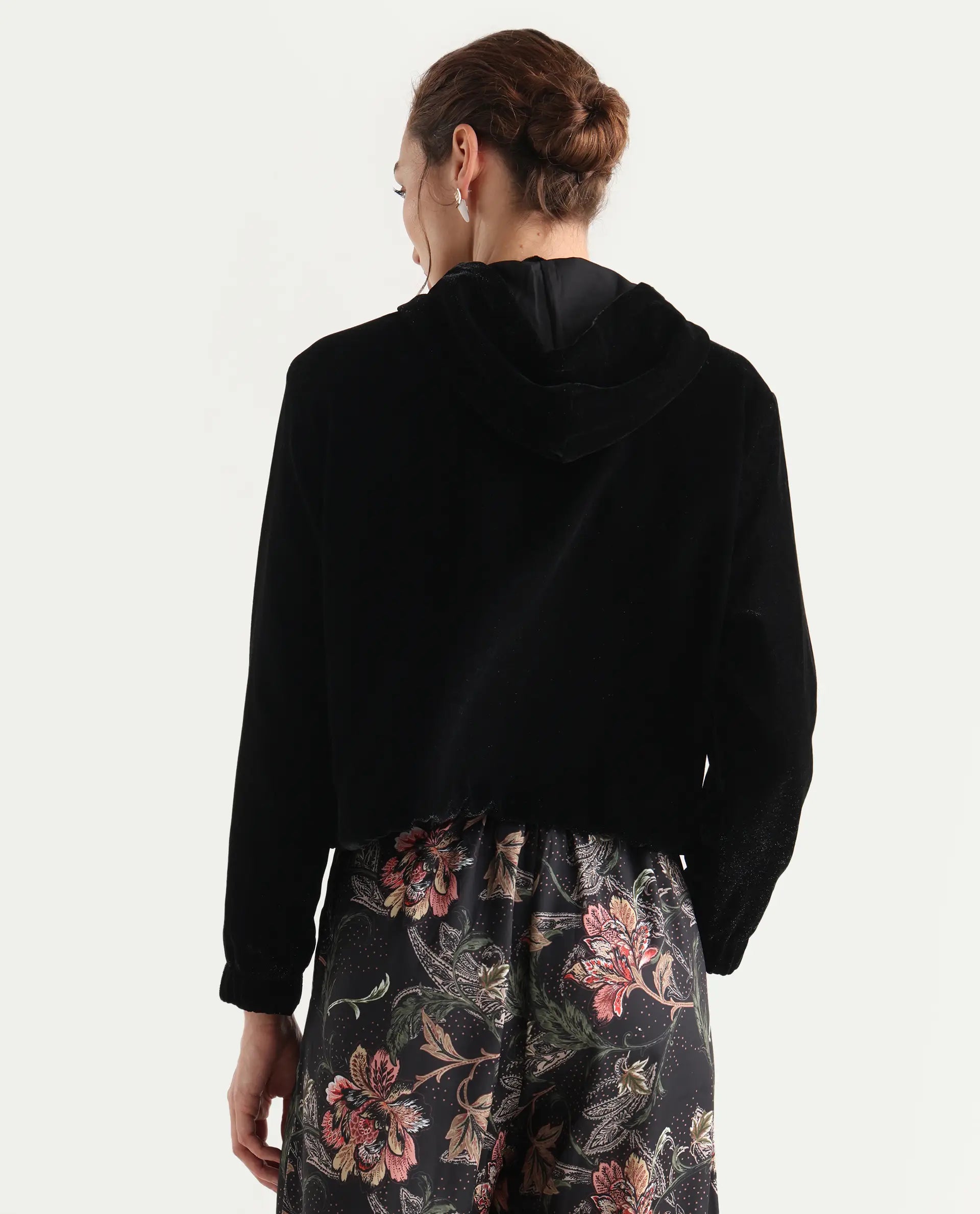 Rareism Women's Velbom-T Black Polyester Spread Collar Regular Fit Jacket