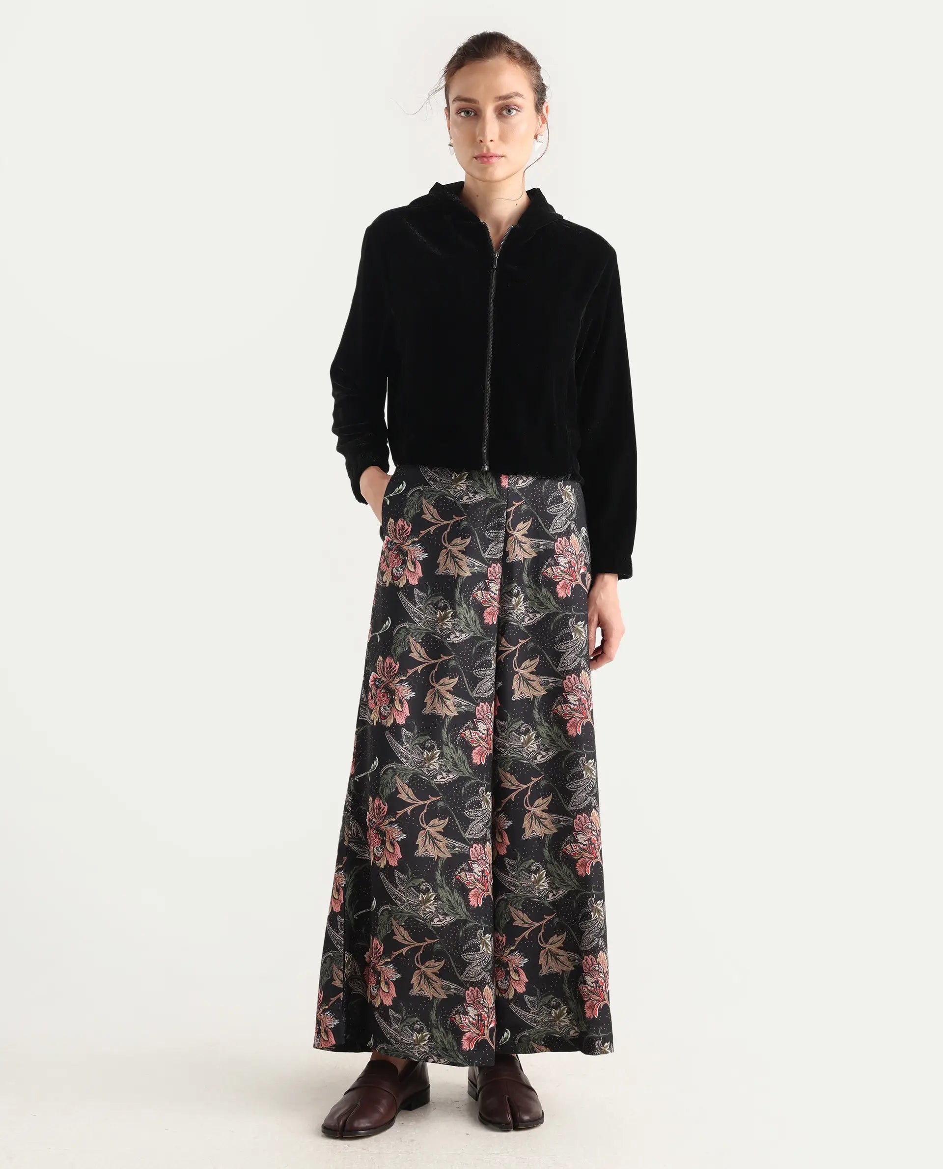 Rareism Women's Velbom-T Black Polyester Spread Collar Regular Fit Jacket