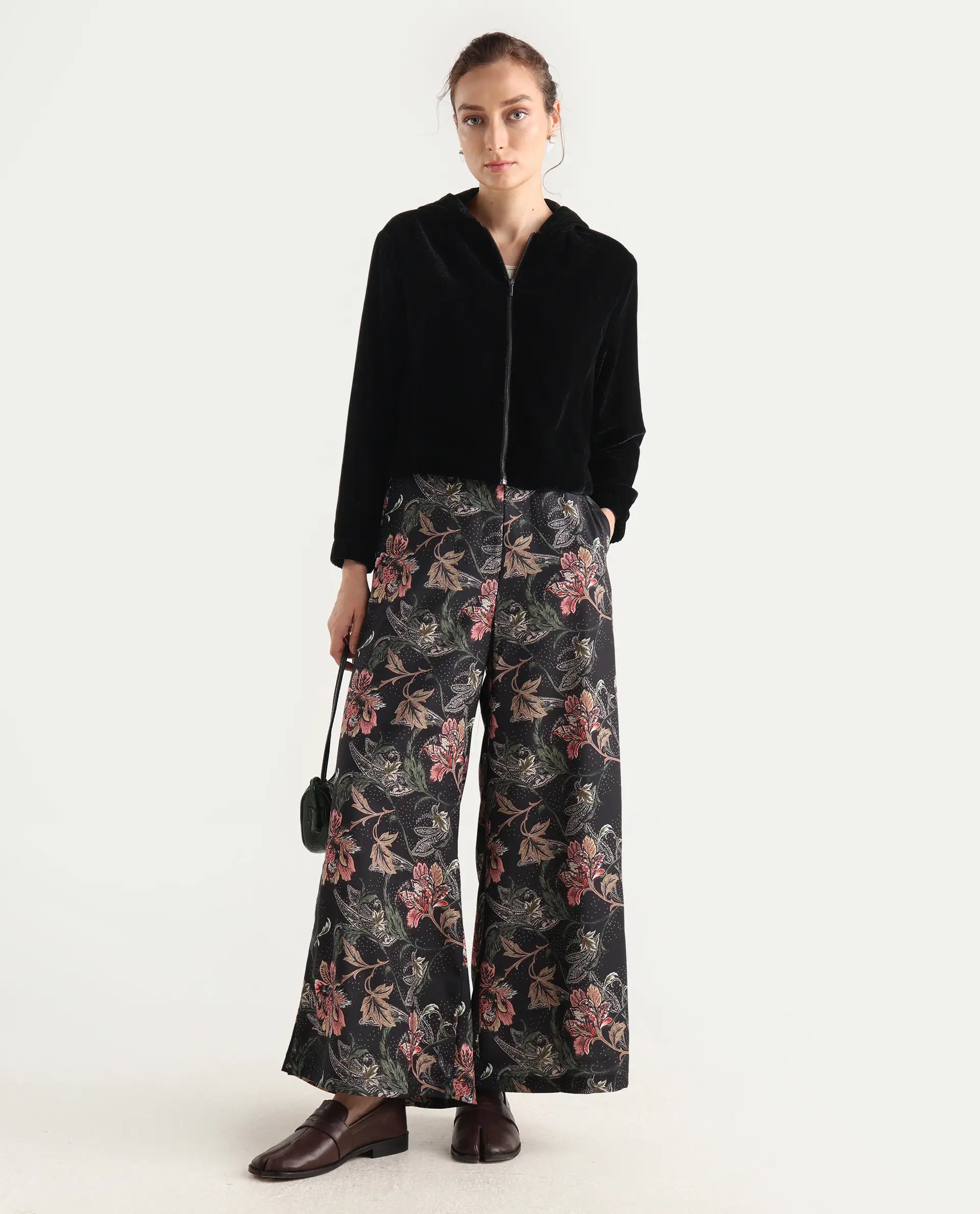 Rareism Women's Velbom-T Black Polyester Spread Collar Regular Fit Jacket